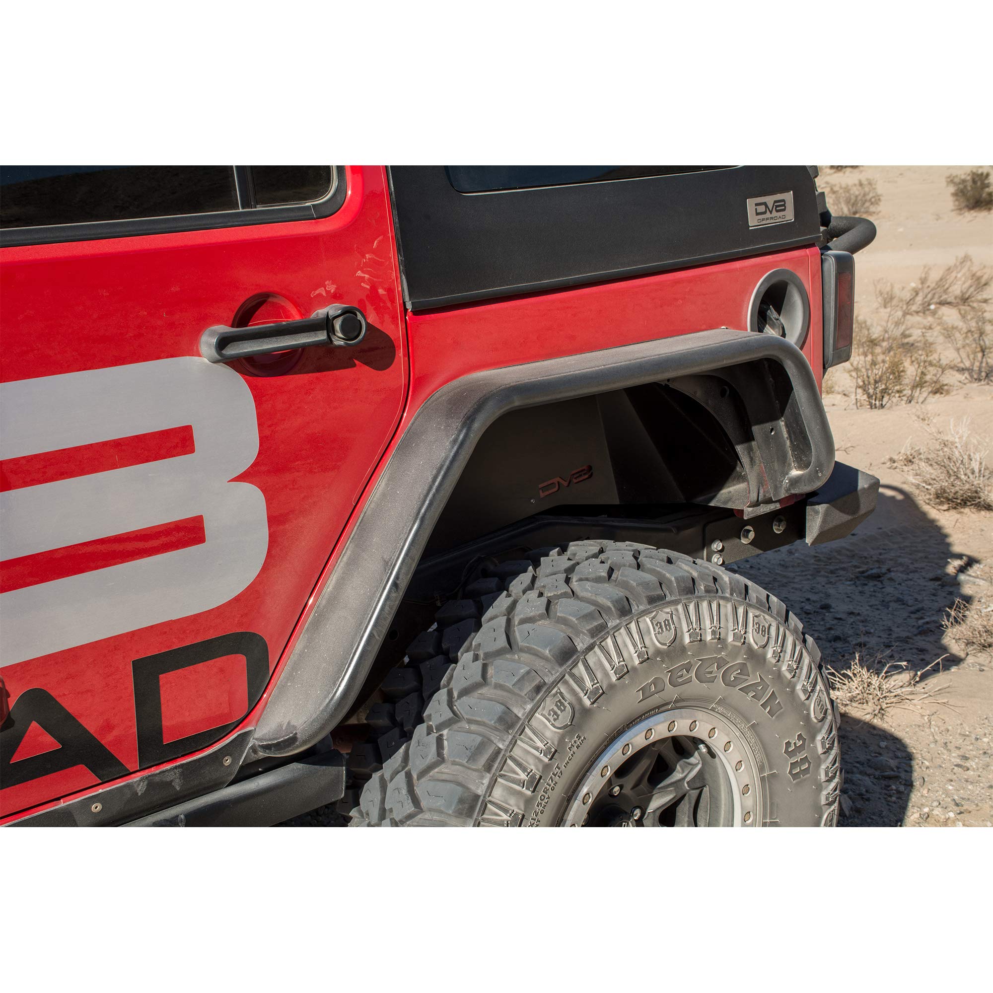 Fender Flare Set DV8 Offroad | fits 2007-2018 Jeep Wrangler JK | Steel Construction | Flat Top Design | Tubular Edge | Complete Set of 4