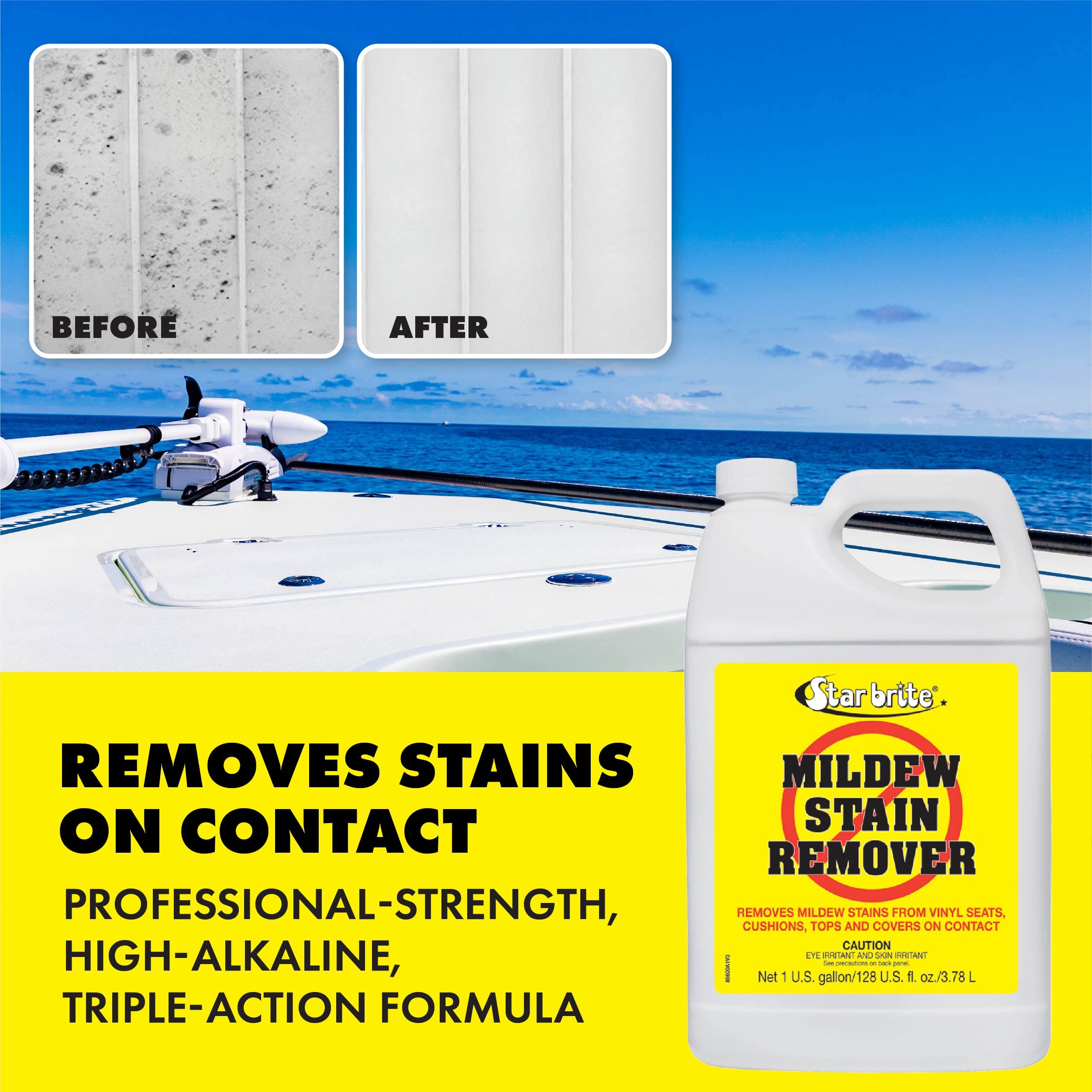 Mold & Mildew Stain Remover STAR BRITE + Cleaner – Removes Stains on Contact - 1 GAL (085600N)