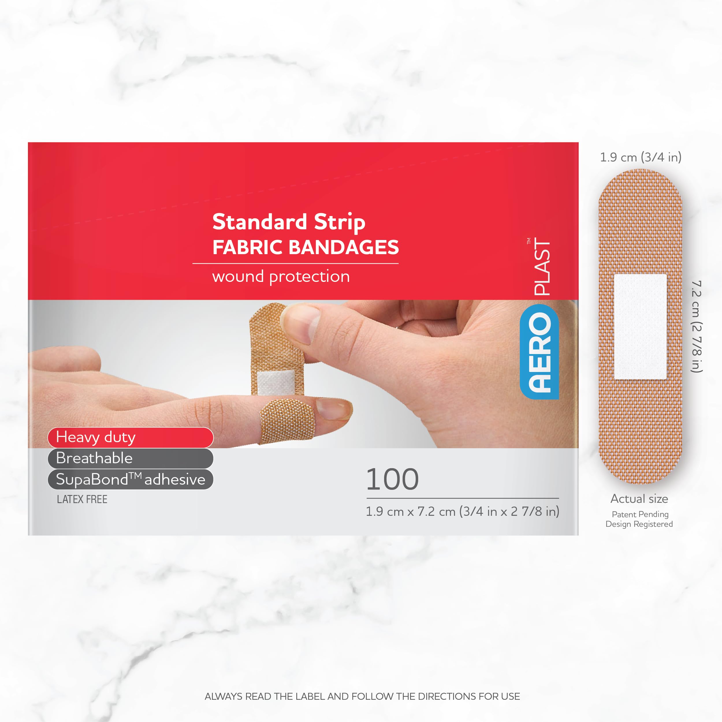 Fabric Strip AEROPLAST Bandages 3/4in x 3in 100/box