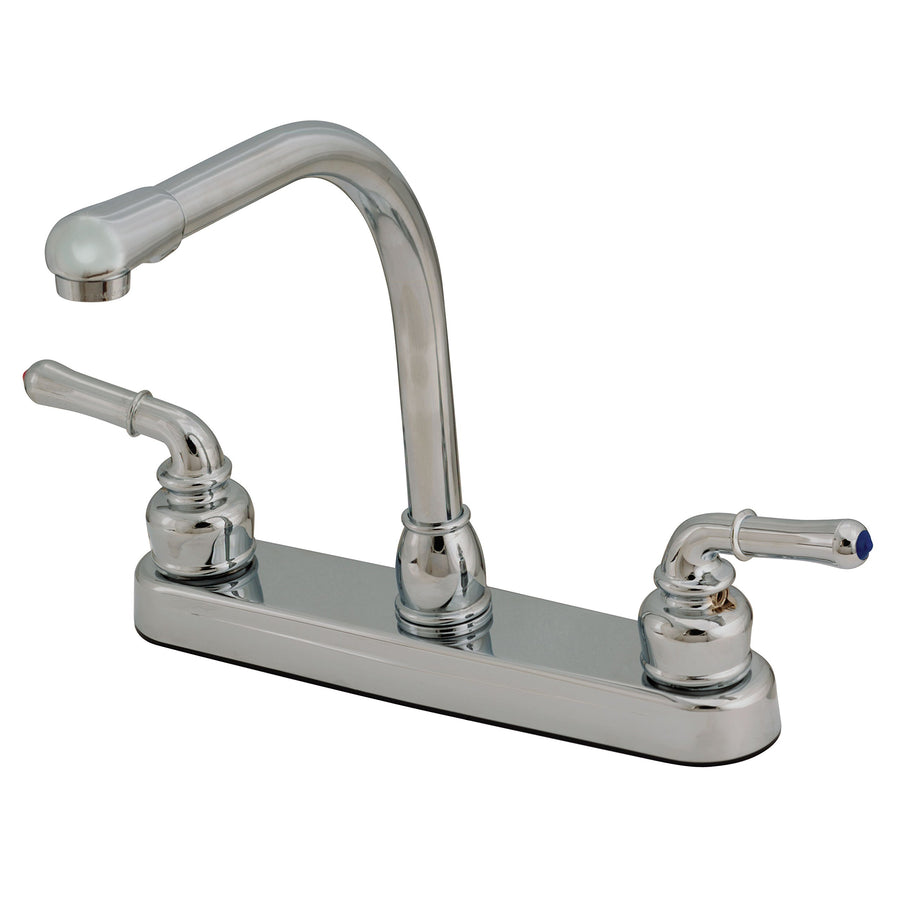 U-YCH800RS Empire Faucets 8" Non-Metallic Kitchen Faucet with Hi-Rise Spout & Teapot Handles - Chrome