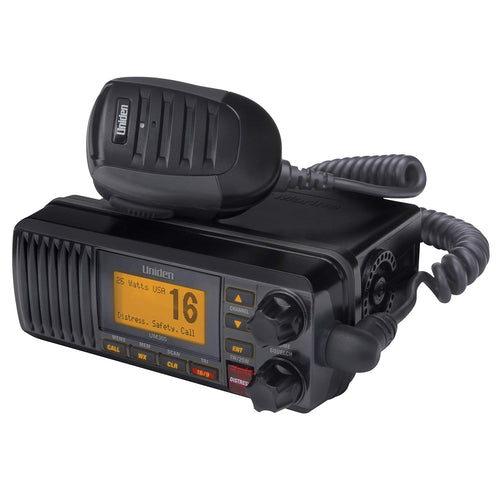 Uniden 25 Watt UM385BK Fixed Mount Marine VHF Radio, Waterproof, Noaa Weather Alert, All USA/Intl/Canadian Marine Channels