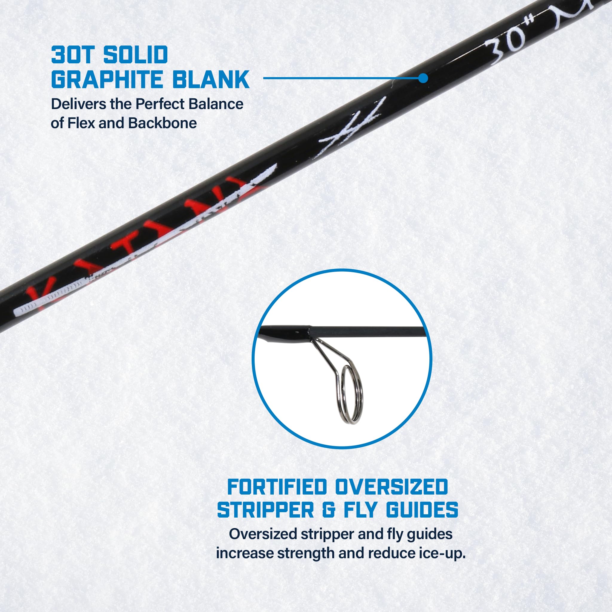 Katana CLAM 30” Medium Ice Fishing Rod – Precision Graphite Blank, Durable Guides, Versatile for Walleye, Pike & Perch – Built Outdoors Anglers