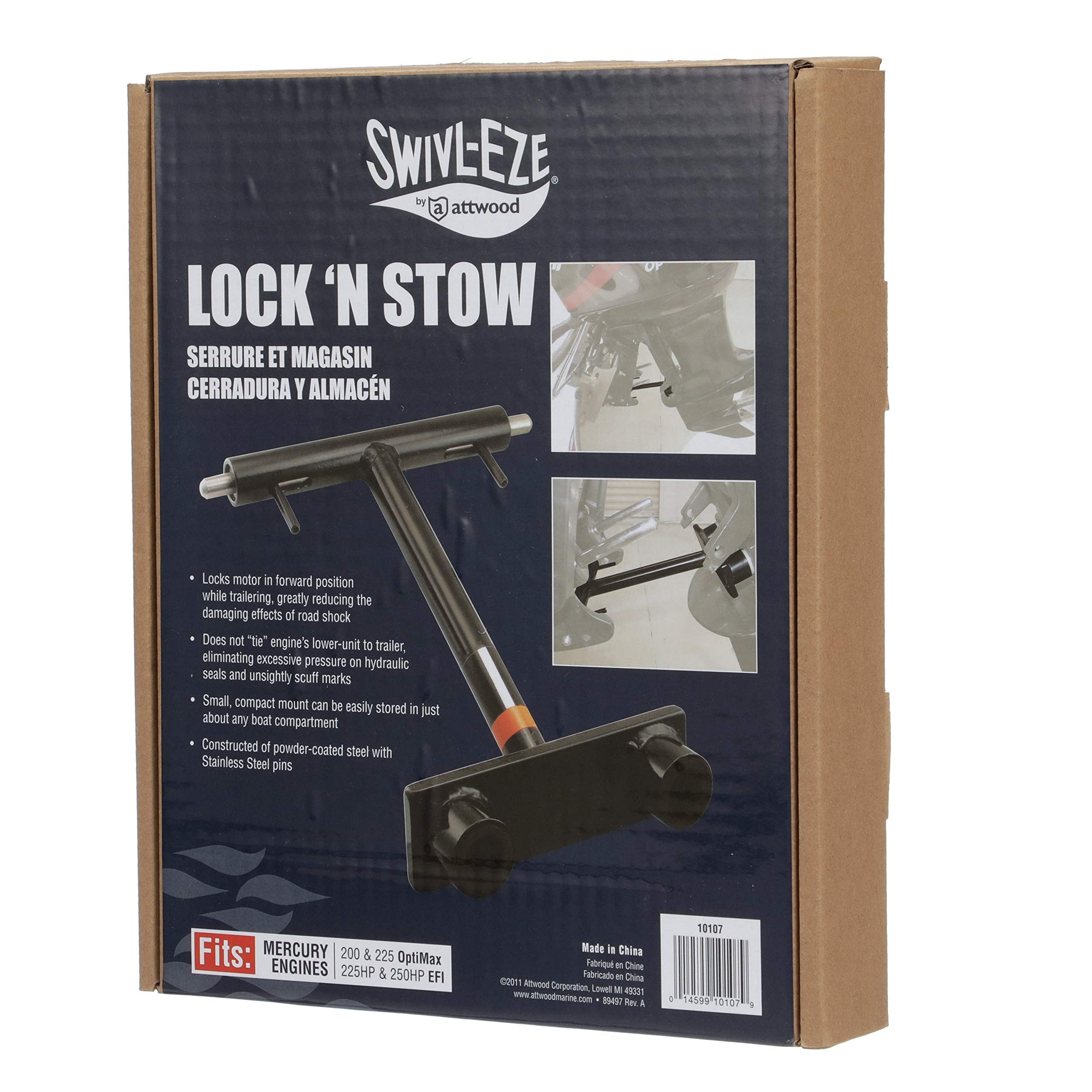 Attwood 10107 Lock N’ Stow™, for Trailering Outboard, Fits Mercury 200 OpitMax, 255 OptiMax, 225-HP EFI, 250-HP EFI Engines