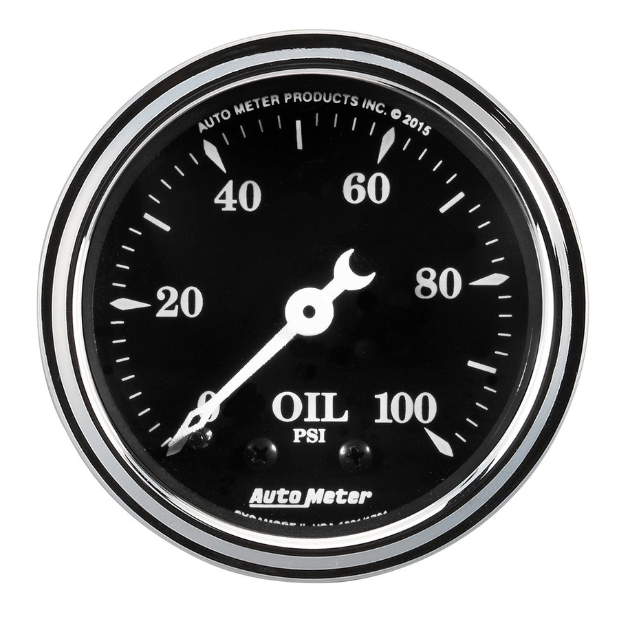 Gauge Auto Meter 1721 Oil Pressure (Old TYME Black Gauge, Oil Press, 2 1/16", 100Psi, Mech, Old TYME Black)
