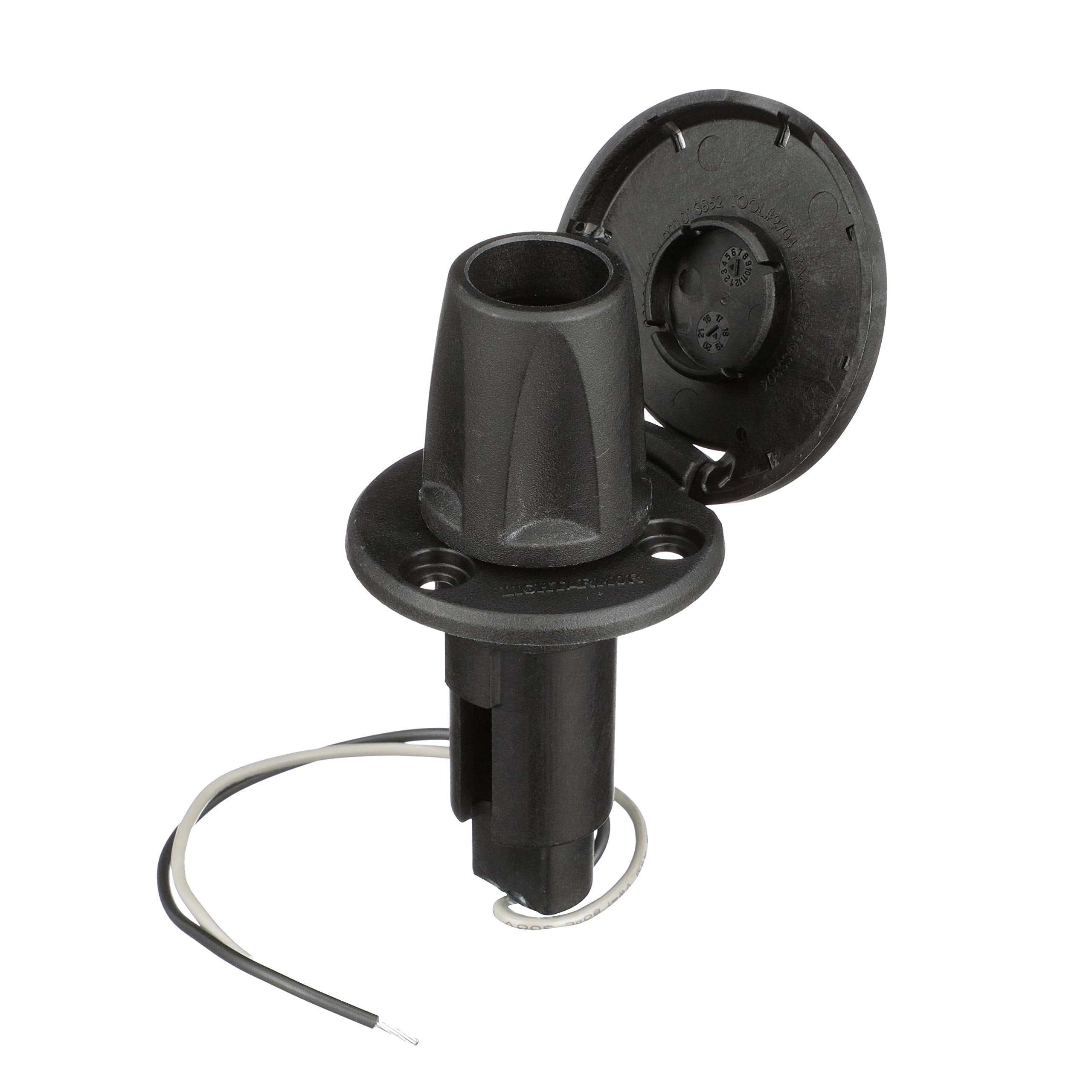910R2PSB-7 Attwood LightArmor™ Round Plug-in Light Base 910R Series — for All-Around Pole Light, 2-Pin, Black Stainless Cover