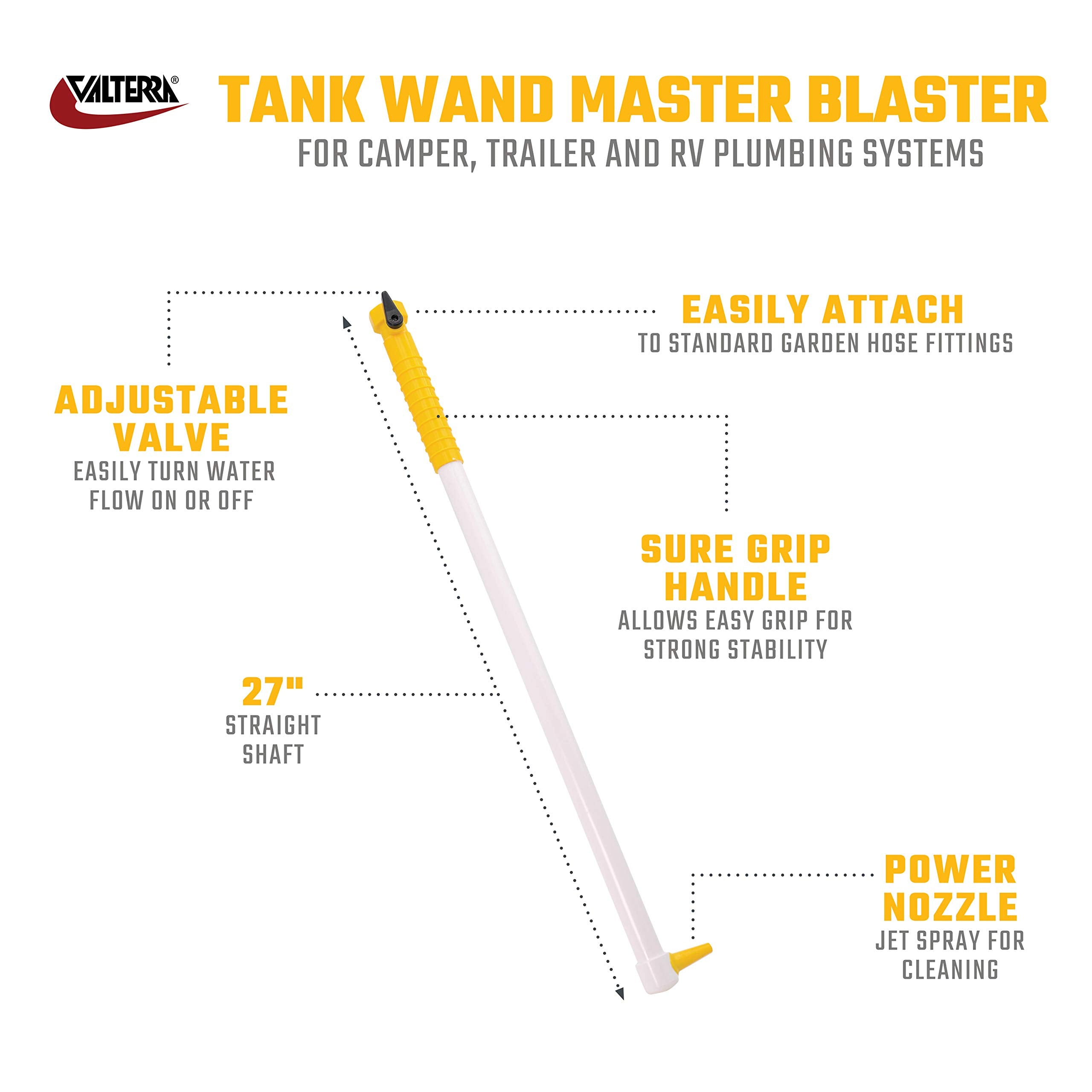 Valterra Master Blaster A01-0184VP RV Tank Cleaning Wand with Power Nozzle , White