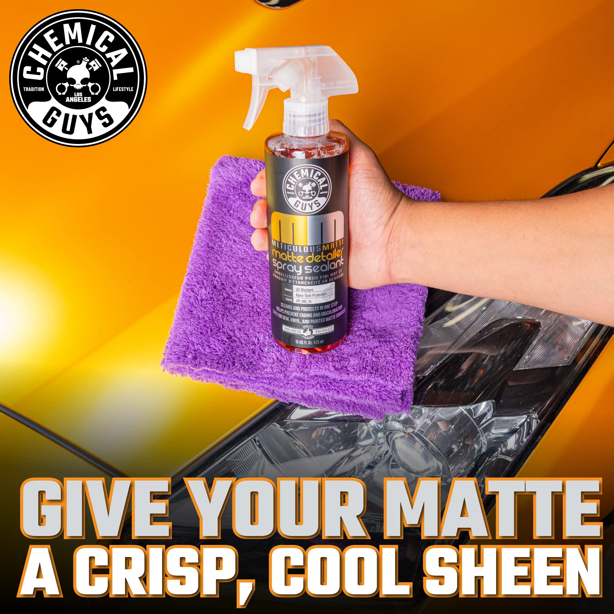 Chemical Guys Matte Finish Meticulous Detailer and Spray Sealant – Quick Detailer Spray for Satin and Matte Surfaces – Safe for Vinyl Wraps on Cars, Trucks & SUVs, 16 oz