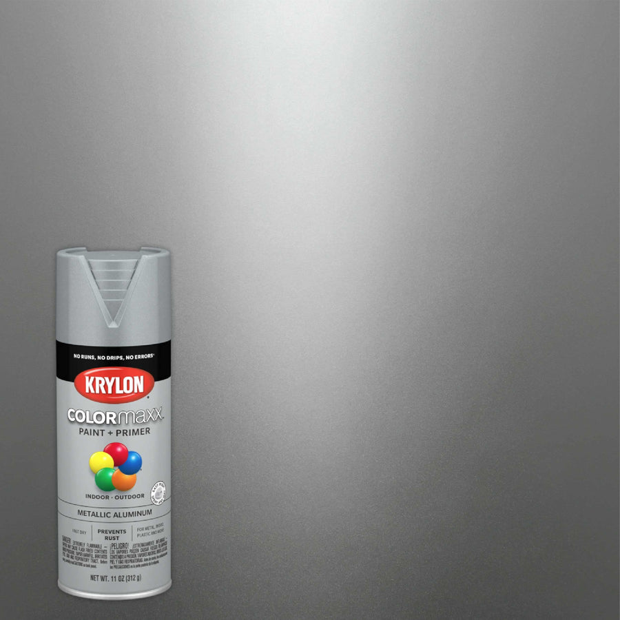 Krylon K05587007 Spray Paint and Primer COLORmaxx for Indoor/Outdoor Use, Metallic Aluminum, 11 Ounce (Pack of 1)