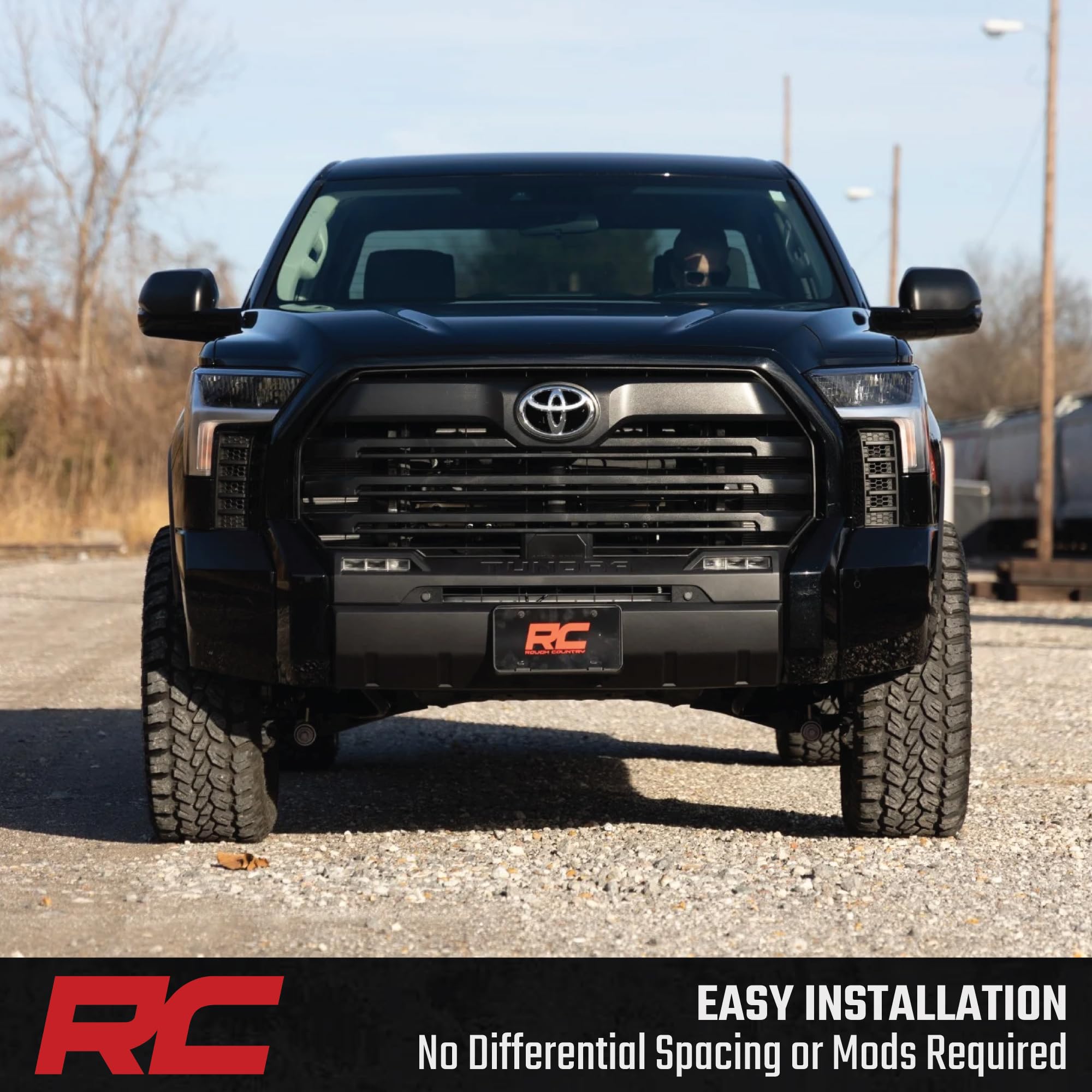 1.75" Rough Country Front Leveling Kit for Toyota Tundra (2022–2026) - Custom Composite Upper Strut Spacers, Bolt-On Suspension Lift