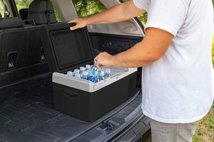 Camco 20-Liter Portable Compact Fridge/Freezer CAM-200 | Features Bluetooth Capable Remote Access & 1 Compartment w/Single Zone Cooling | Adjusts from -4° F to 68° w/2 Cooling Modes ECO & MAX (51510)