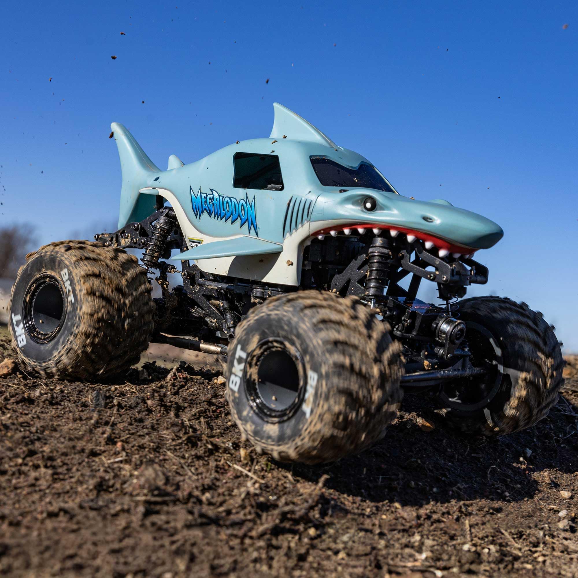 Losi 1/18 Mini Megalodon LMT 2S 4X4 RTR Brushed Monster Truck Battery & Charger Included Blue LOS01026T3