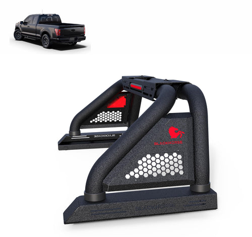 Black Horse Off Road Classic Pro Black Modular Textured Roll Bar Compatible with 2000-2010 Dodge Ram 2500|2011-2022 Ram 2500/Ram 3500|2000-2022 Ford F-150|2001-2022 GMC Sierra 1500-RB01MT