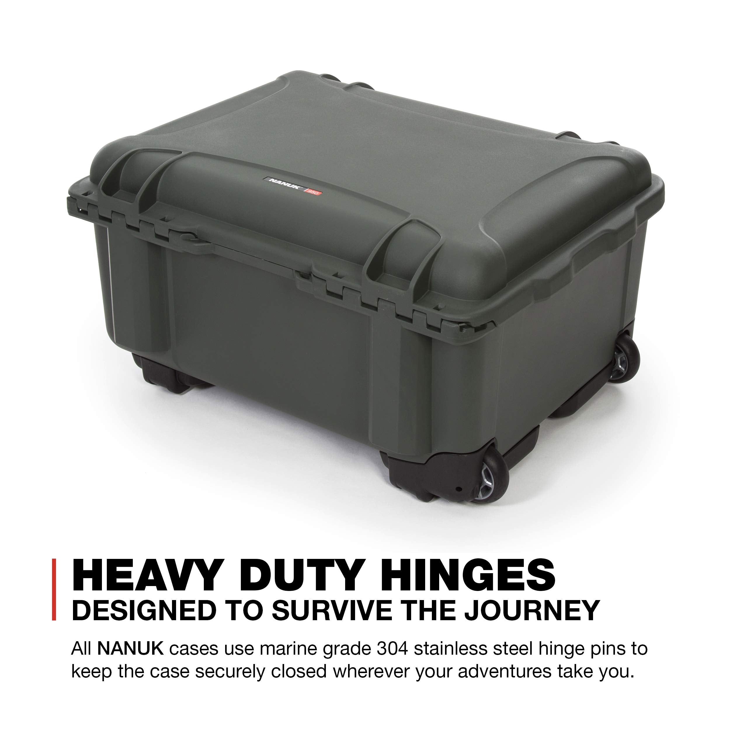 950 Nanuk Waterproof Hard Case for Pistols 15UP w/Wheels - Olive