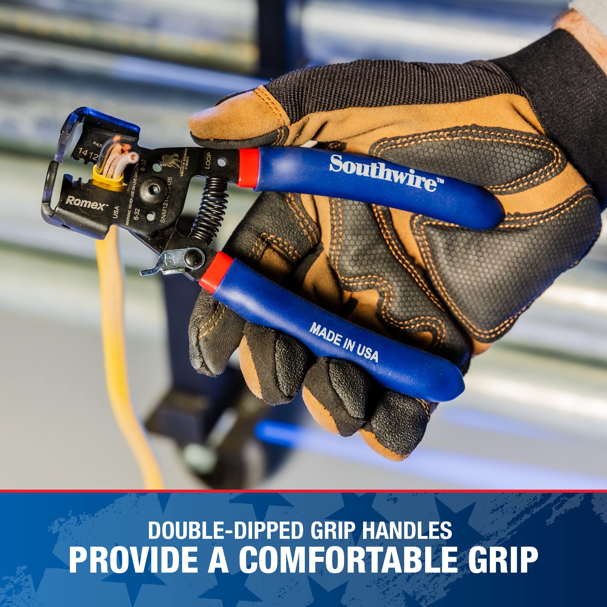 65172140 Southwire - SNM1214HH-US ROMEX BOXJaw Wire Stripper, Dual Wire Cutter Strips both 12/2 & 14/2 Romex NMB JACKETS and 12 and 14 AWG Solid Wire