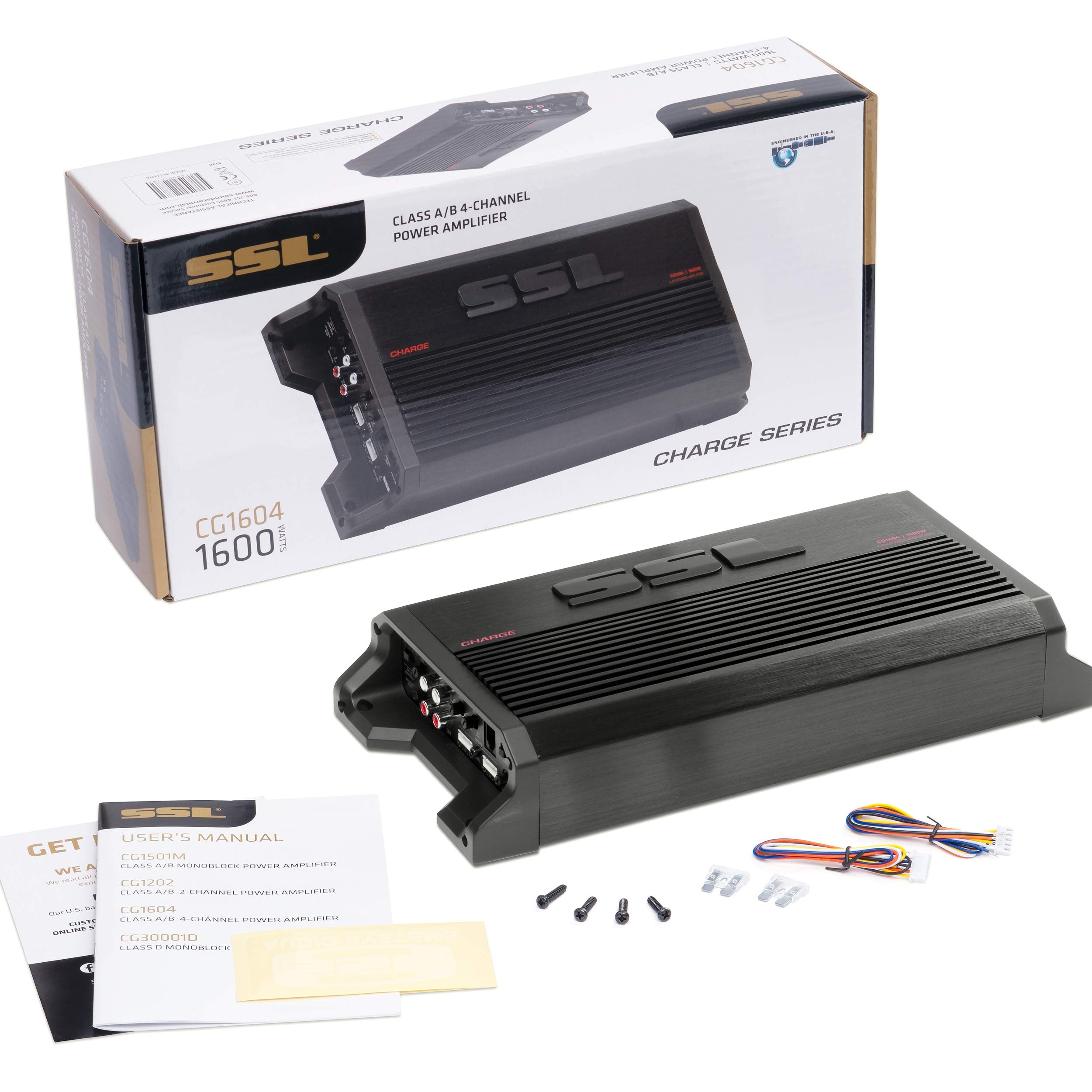 CG1604 Sound Storm Laboratories 4 Channel Car Amplifier - 1600 Watts, Full Range, Class A/B, 2/4 Ohm Stable, Mosfet Power Supply, Bridgeable