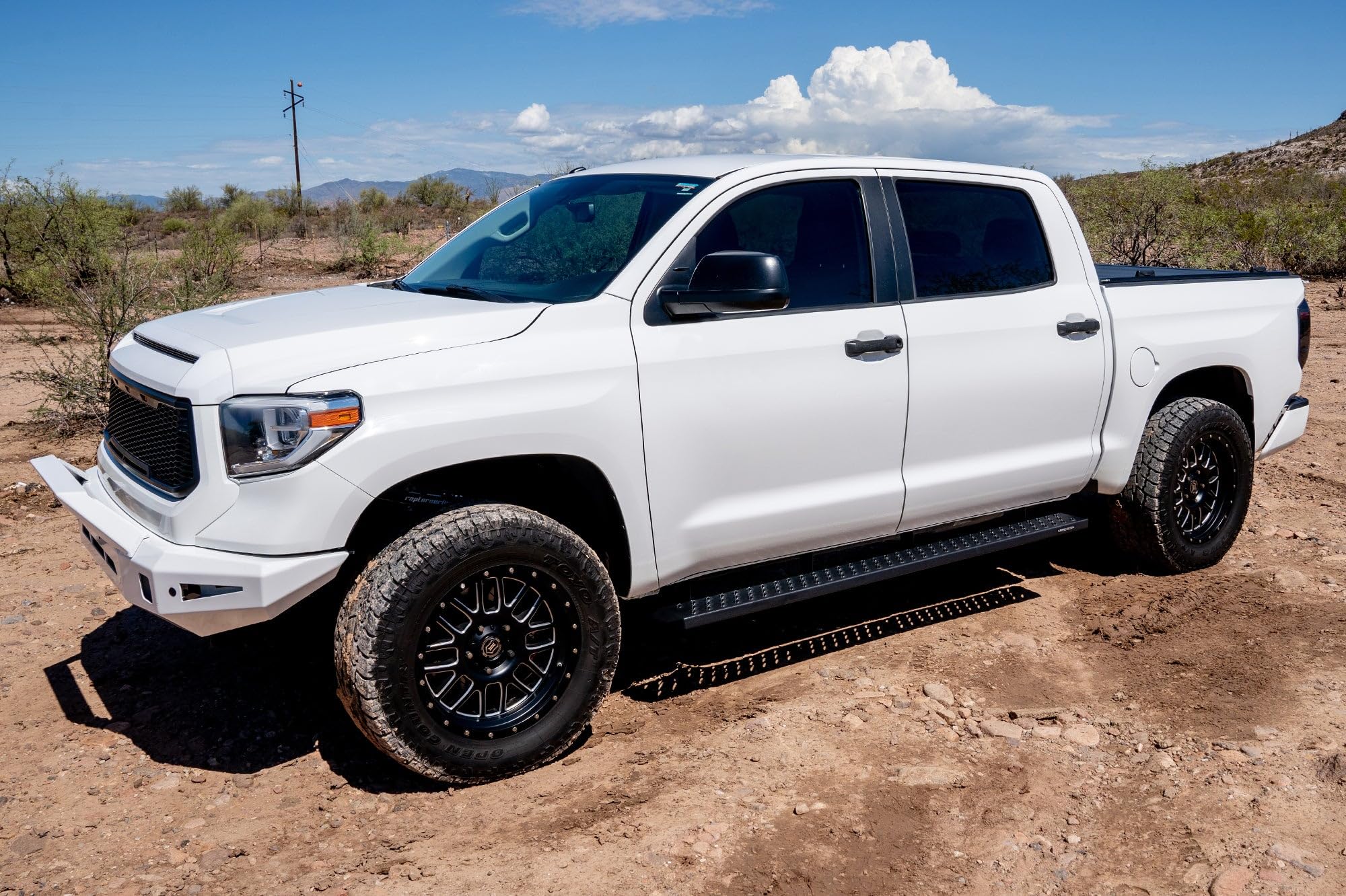 Raptor Series Running Boards 6.5in Wide Sawtooth Grip Black Aluminum Compatible with Classic Body Crew Cab 09-24 1500 and 10-26 2500/3500