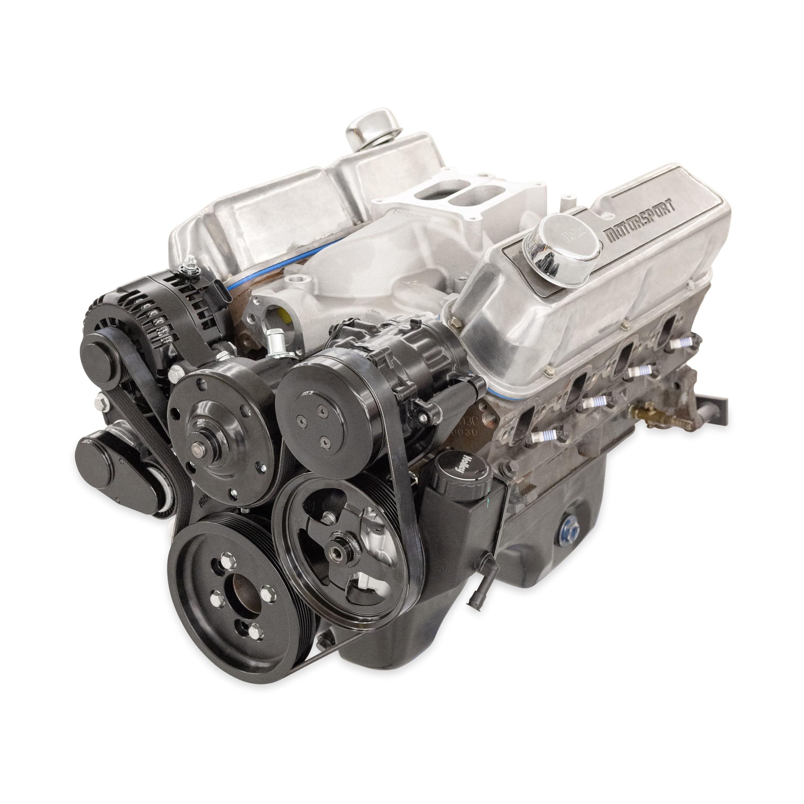 Holley Complete Serpentine Drive Front Accessory Conversion System | Mid-Mount with Water Pump, Alternator, A/C & Power Steering | Fits 289-302-351W Small Block Ford Black Finish 20-370BK