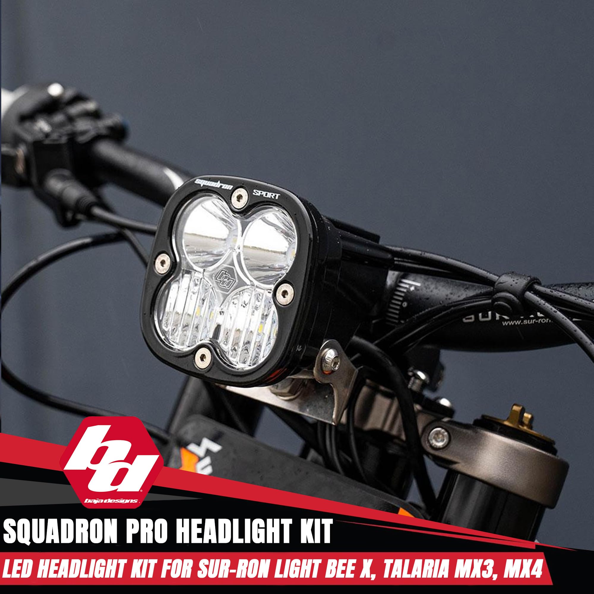 Squadron Pro Baja Designs Headlight Kit for Sur-Ron Light Bee X and Talaria MX3/MX4 (Driving Combo; Clear)