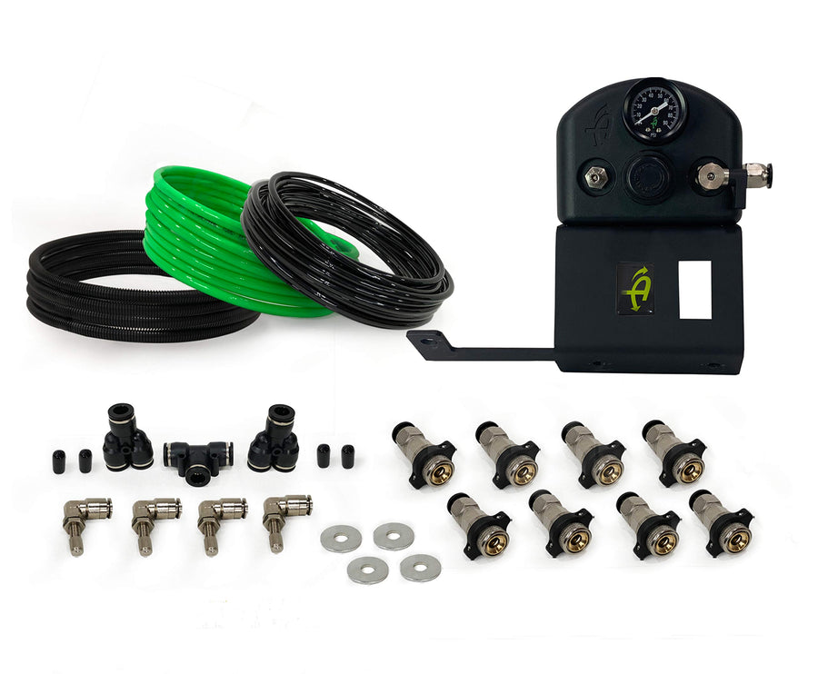 4 Tire Inflation System - Up Down Air Tacoma Engine Bay Mount with Box, Fittings, Hoses & Storage Bag - Black