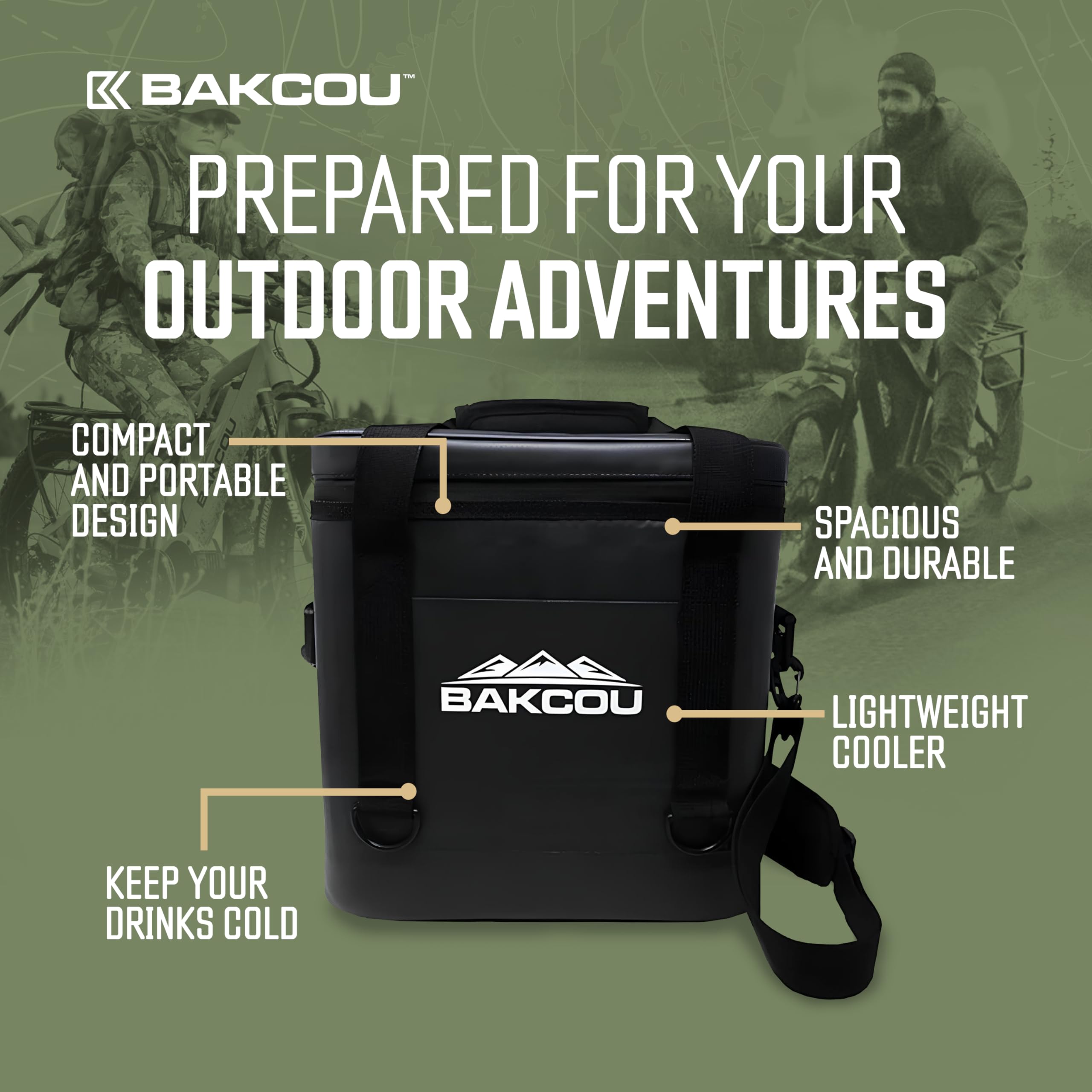 Soft-Sided Bakcou Insulated Cooler Bag - Lightweight, Leakproof, and Durable. 12-Can Capacity, Ideal for Drinks, Snacks, or Picnics. Keep Your Drinks Cold Measures - 12 1/2" Tall x 12 1/2" Wide.