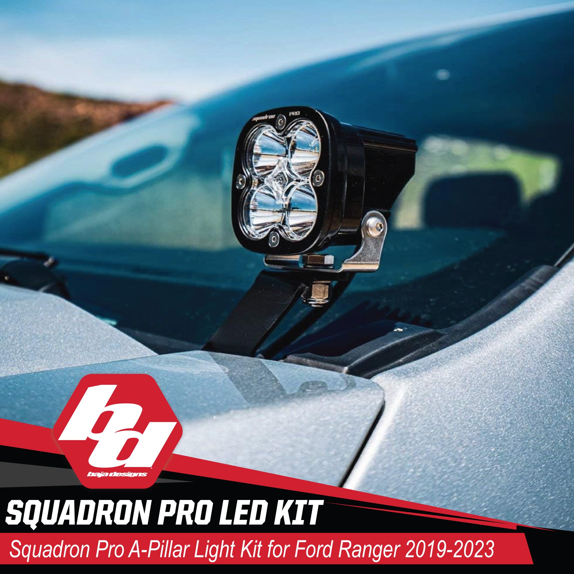 Squadron Pro Light Baja Designs A Pillar Kit Compatible with Ford Ranger 2019-Present