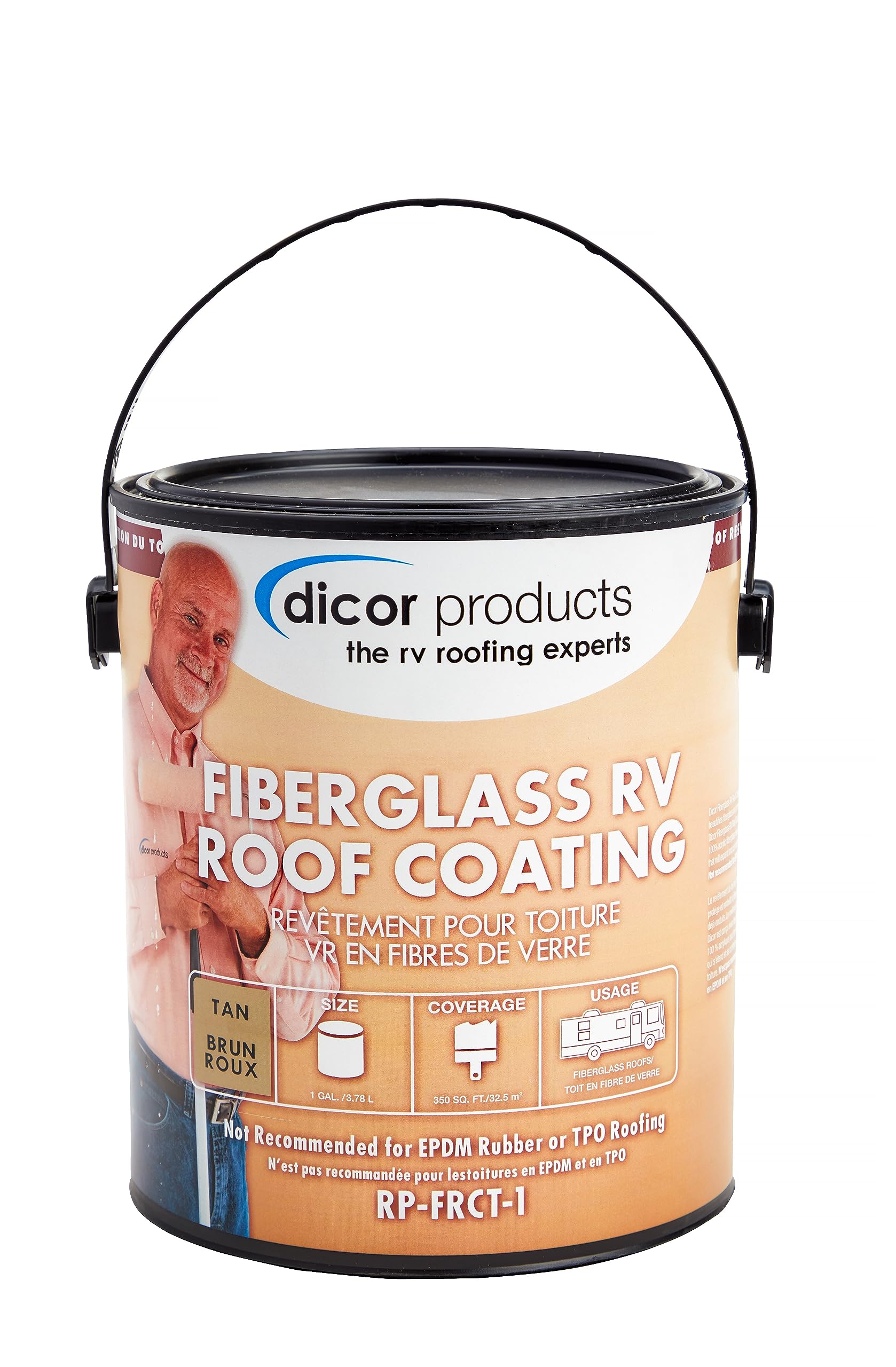 Tan Dicor RP-FRCT-1 Fiberglass RV Roof Coating - Long-Lasting and Durable