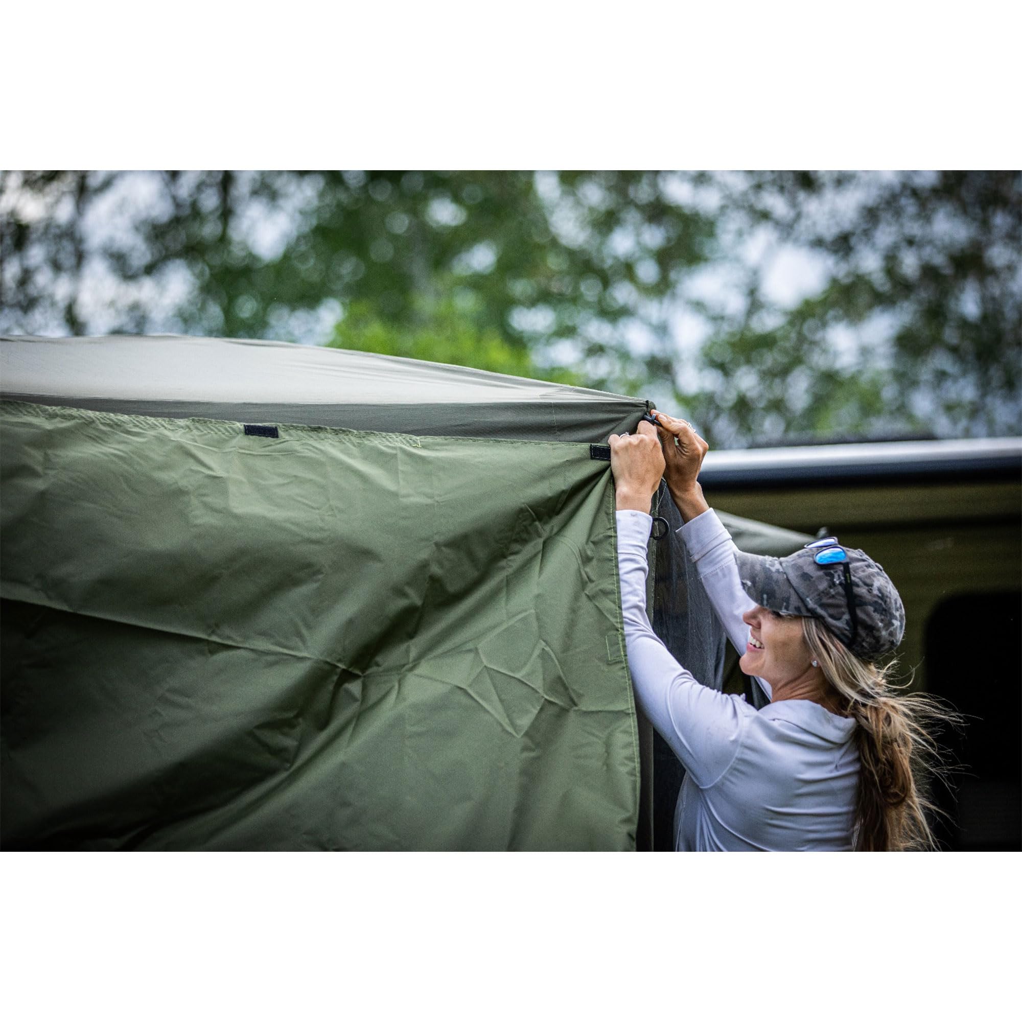 CLAM Wind and Sun Panel Quick-Set Attachment for Escape Sport Screen Shelter Canopy Tent with Carrying Bag, Accessory Only, Green (3 Pack)