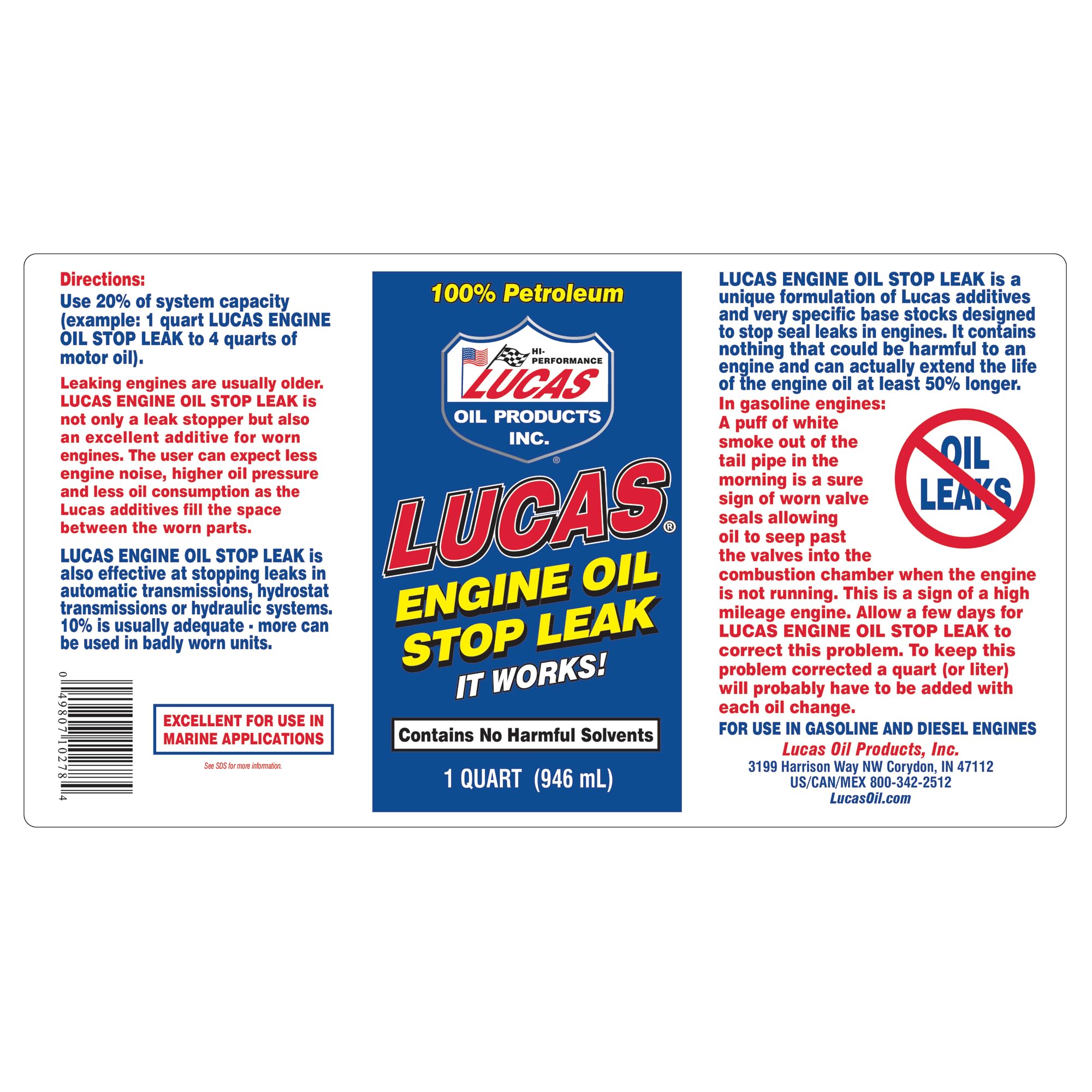 Engine Oil Lucas 10278 Stop Leak - 1 Quart
