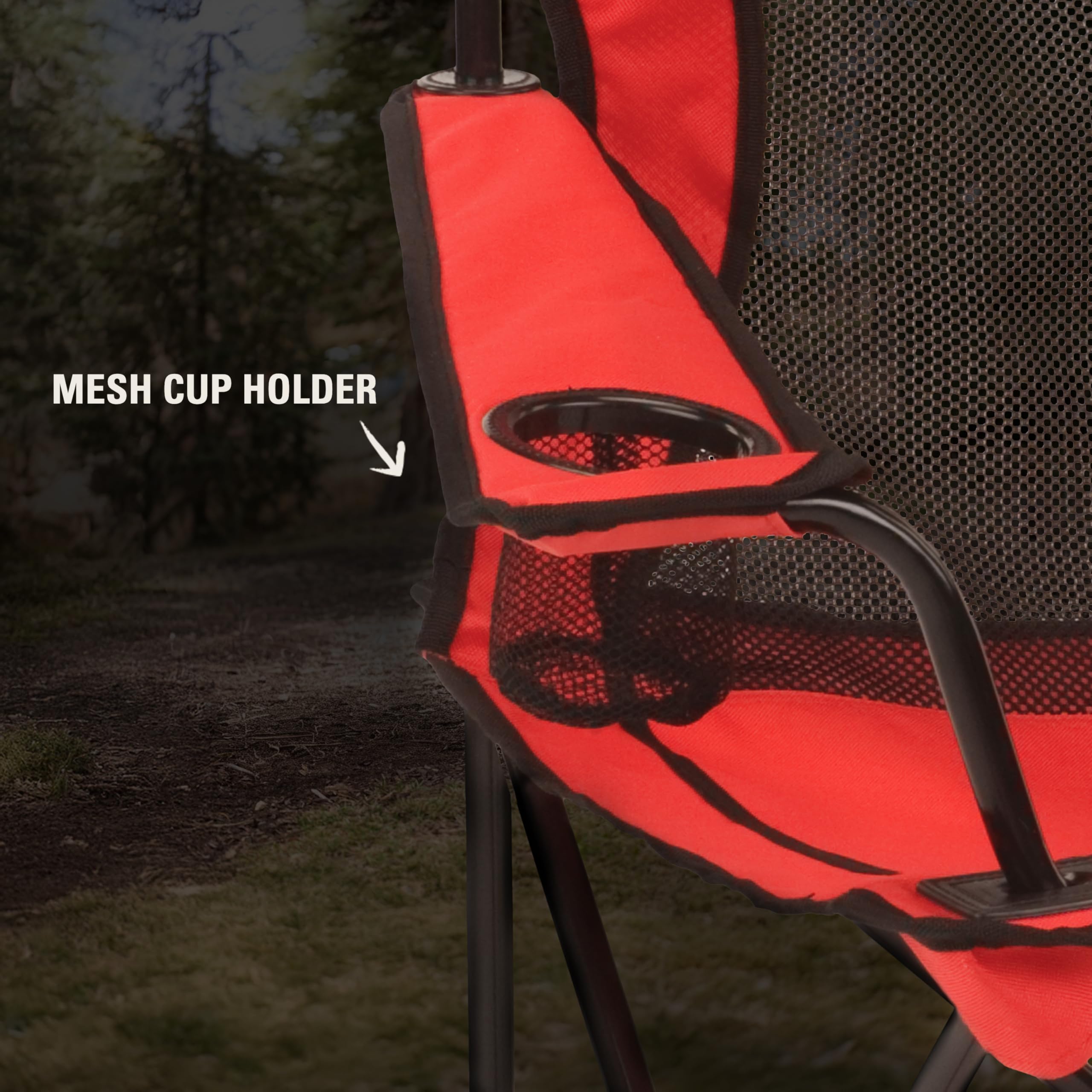 Coleman Quad Camping Chair with Broadband Mesh, Carry Bag & Cup Holder, Cooling Back with Adjustable Arms, Great for Camping, Tailgating, Firepits, Patio, & More