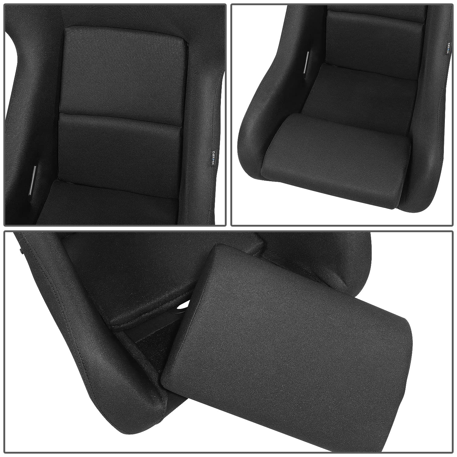 NRG Innovations Arrow Embroidery NRG-FRP-600WT Fixed Back Bucket Racing Seat With Side Mount Brackets,White Fiberglass Shell/Black Fabric Seat Cover, 34.5" H X 24" W X 21" D