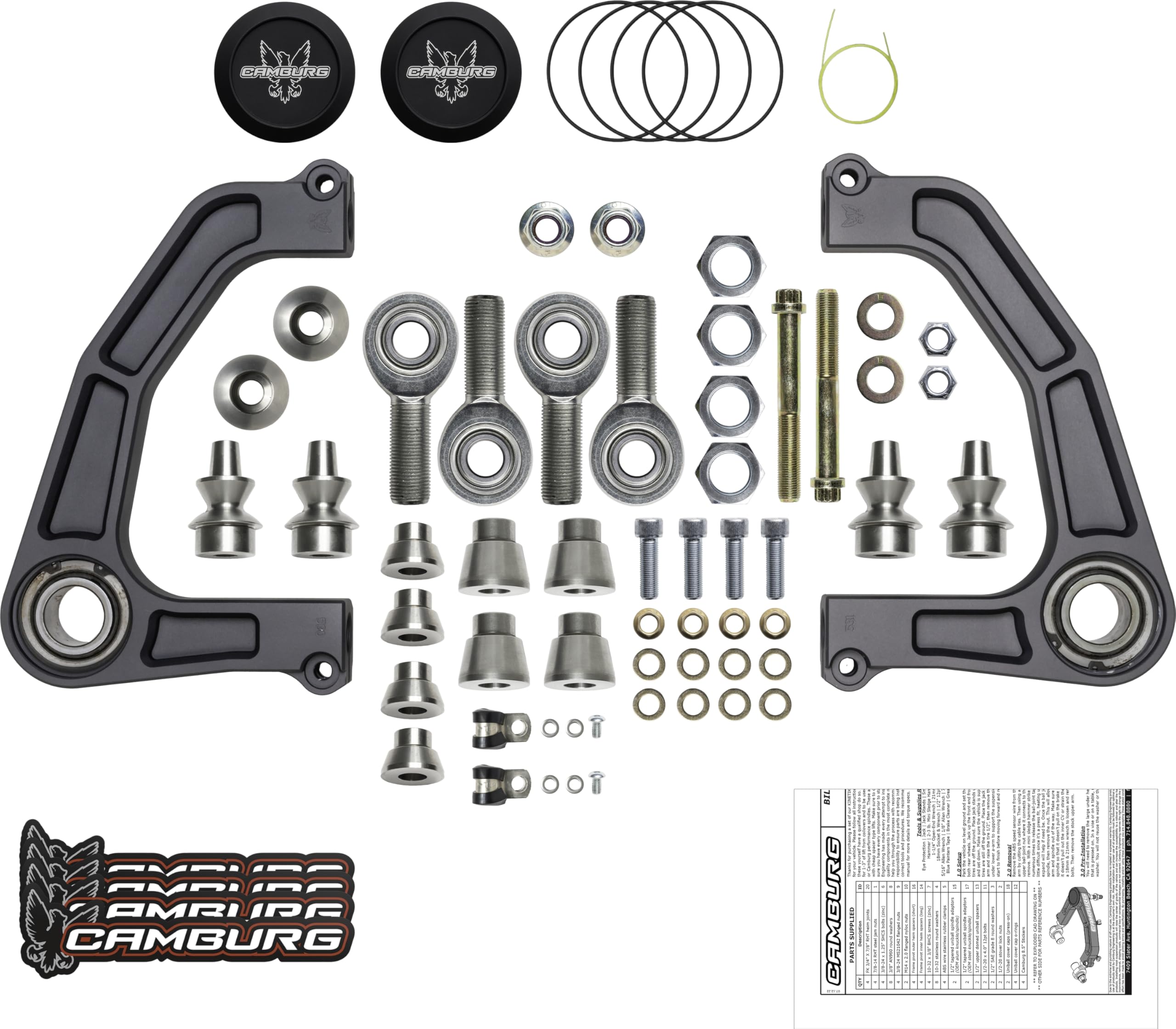 Camburg KINETIK Series Suspension Control Arm Kit CAM-110250-GRY: Gray, Compatible with 2019-2023 Ford Ranger