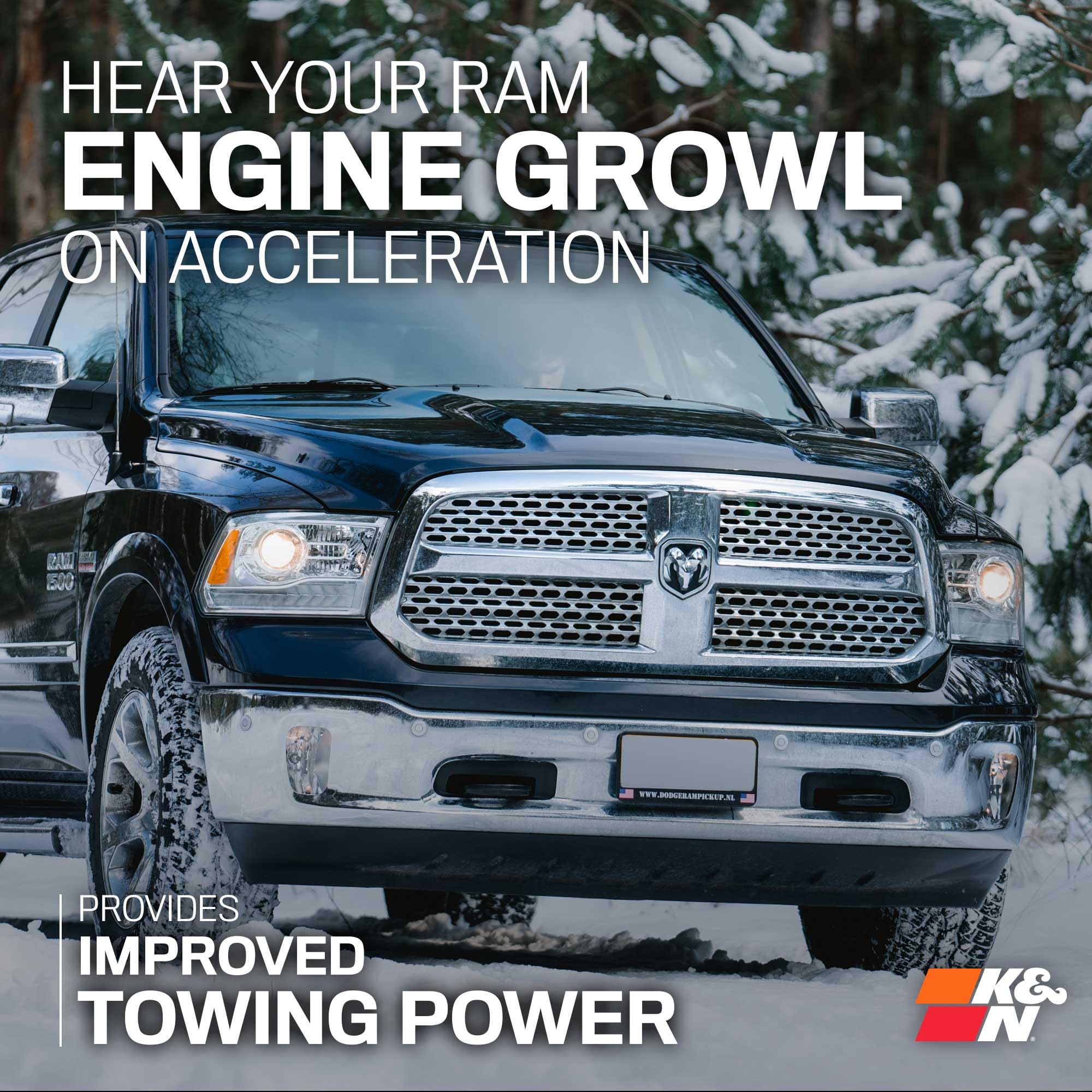 Cold Air Intake System K&N: High-Flow Air Filter, Increase Performance & Towing: Compatible with 2019-2024 RAM 1500, 77-1578KP