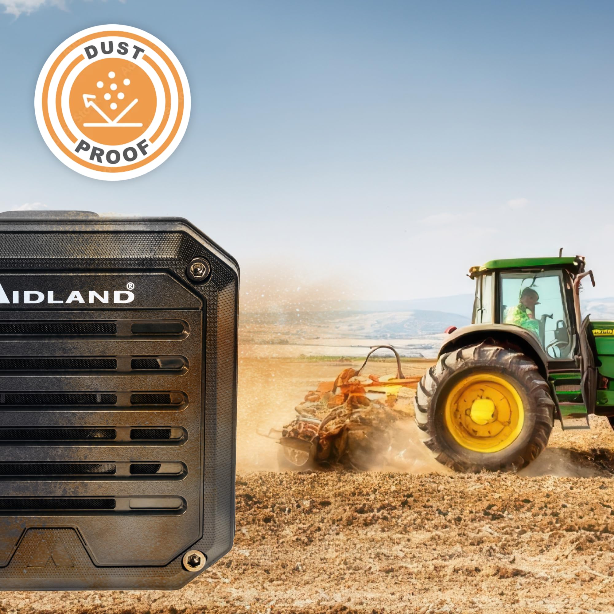 SPK200 Midland- Heavy-Duty 20W Amplified External Speaker - AI Noise Cancellation 180 Degrees Swivel Base for CB and MXT Radios 8-OHM Sound System 3.5mm Audio Plug - Waterproof Design