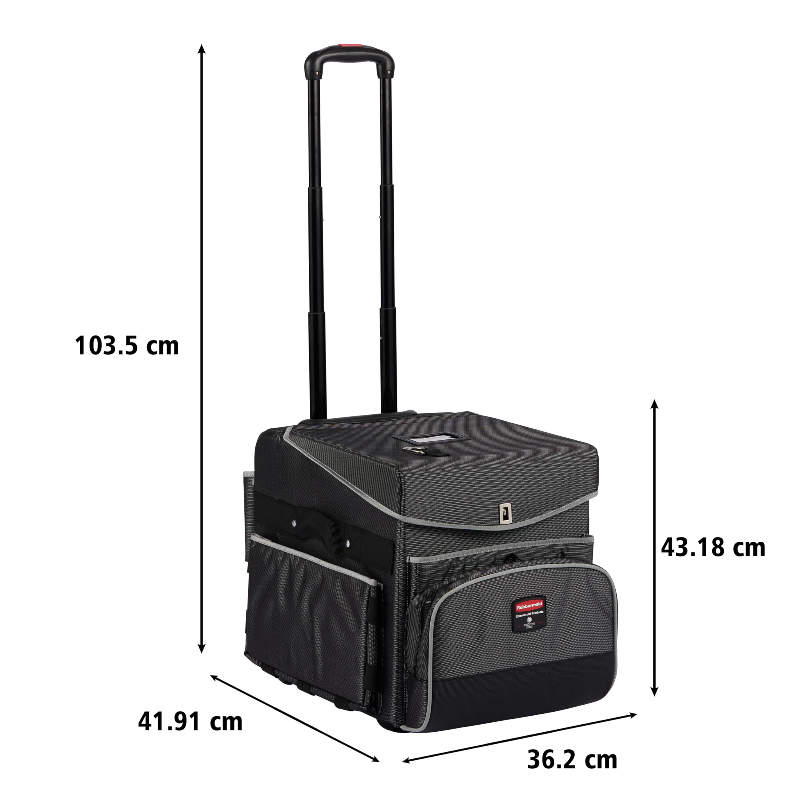 Rubbermaid Commercial Products Quick Carts Executive, Mobile/Travel Office Cart, Small, Dark Gray, for Housekeeper/Sales Rep/Medical Professionals/Home Healthcare/Teachers