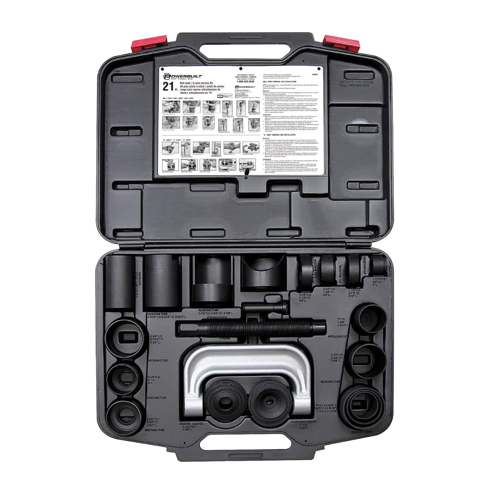 Powerbuilt U-Joint and Ball Joint Service Tool Set, Remove and Install, Ford, GM, Dodge, Adapters Included - 648602