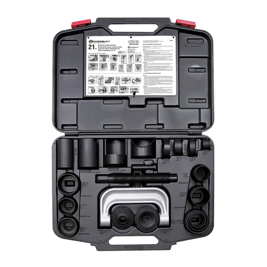 Powerbuilt U-Joint and Ball Joint Service Tool Set, Remove and Install, Ford, GM, Dodge, Adapters Included - 648602