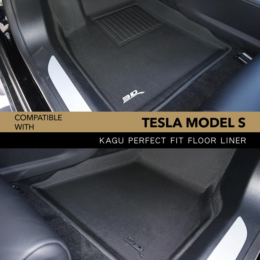 Kagu 3D MAXpider Custom Fit Floor Mat (Black) Compatible with Tesla Model S 2015-2021 - Front Row