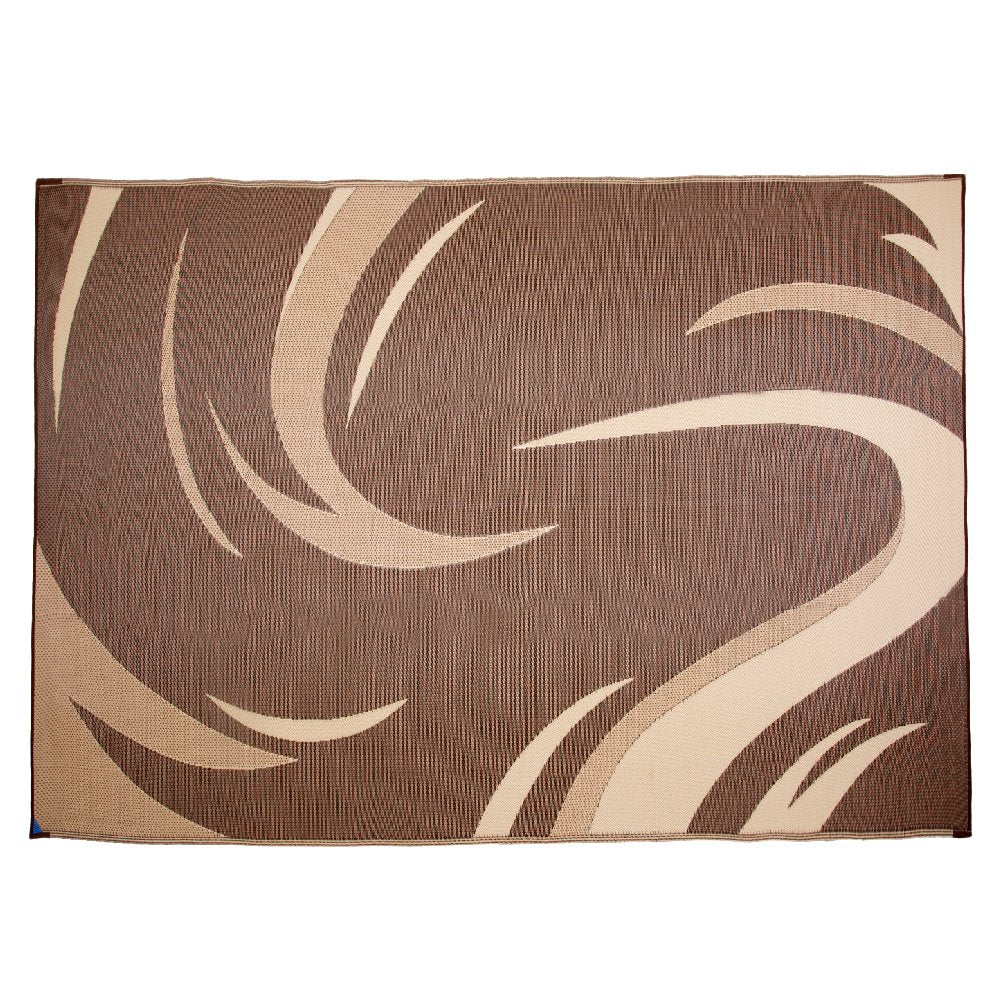 Camping Stylish SD8117 8-Feet x 11-Feet Graphic Swish Outdoor RV Reversible Patio Mat, Brown/Tan