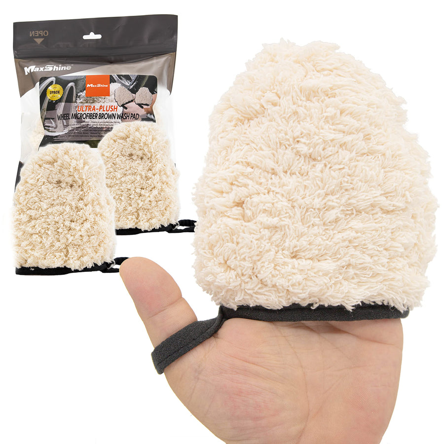 Maxshine 2-Pack Universal Professional Microfiber Wash Mitts | Finger Wheel Mitt & Dusting Mitt Set | Ideal for Small Area Cleaning, Car Washing & Detailing | Premium Auto Detailing Accessories