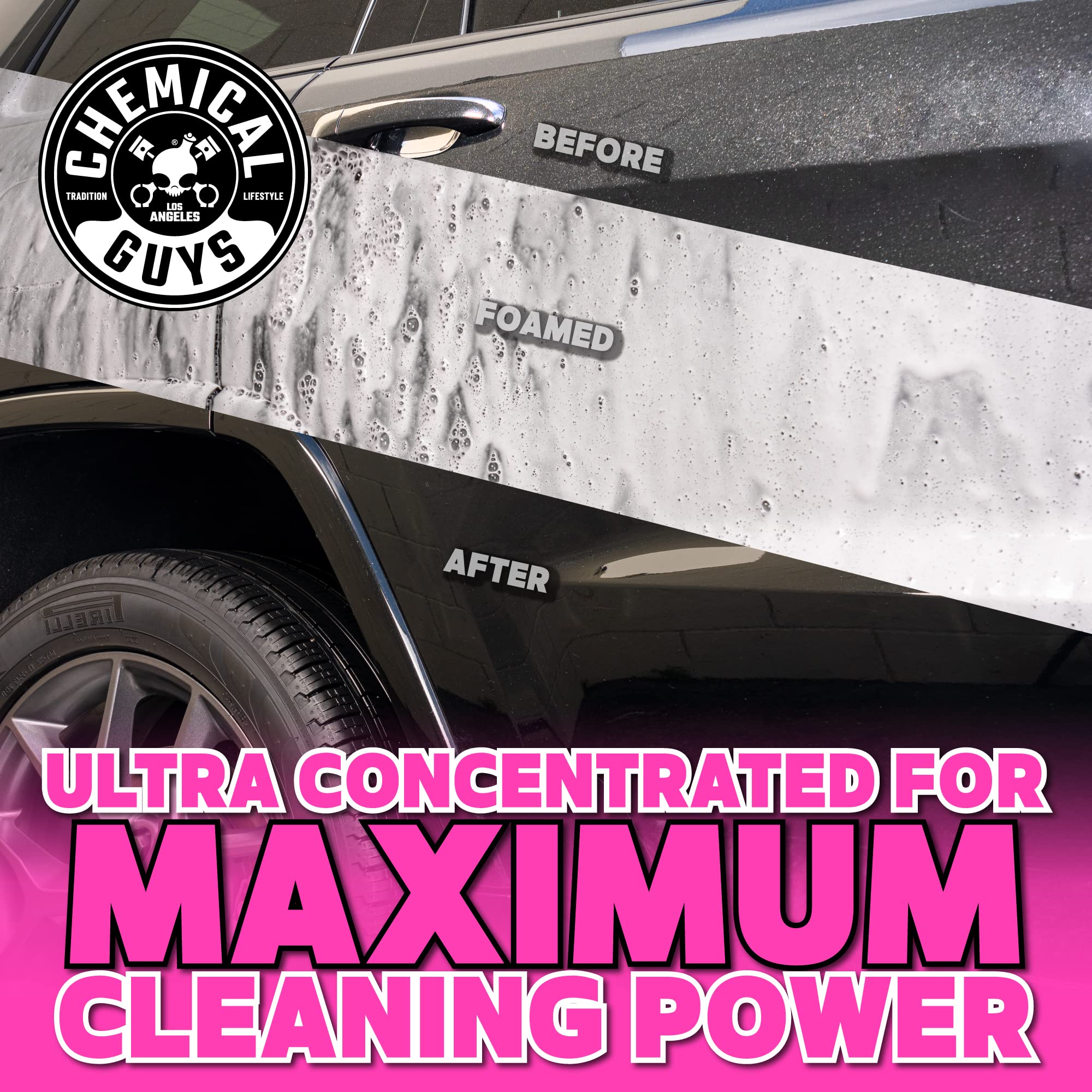 Chemical Guys Car Wash Soap Mr. Pink - 64 oz Super Suds Foaming Soap for Cannon, Blaster, or Bucket Washing - pH Balanced, Safe on Wax, Sealant, Ceramic, and Clear Coat Finishes