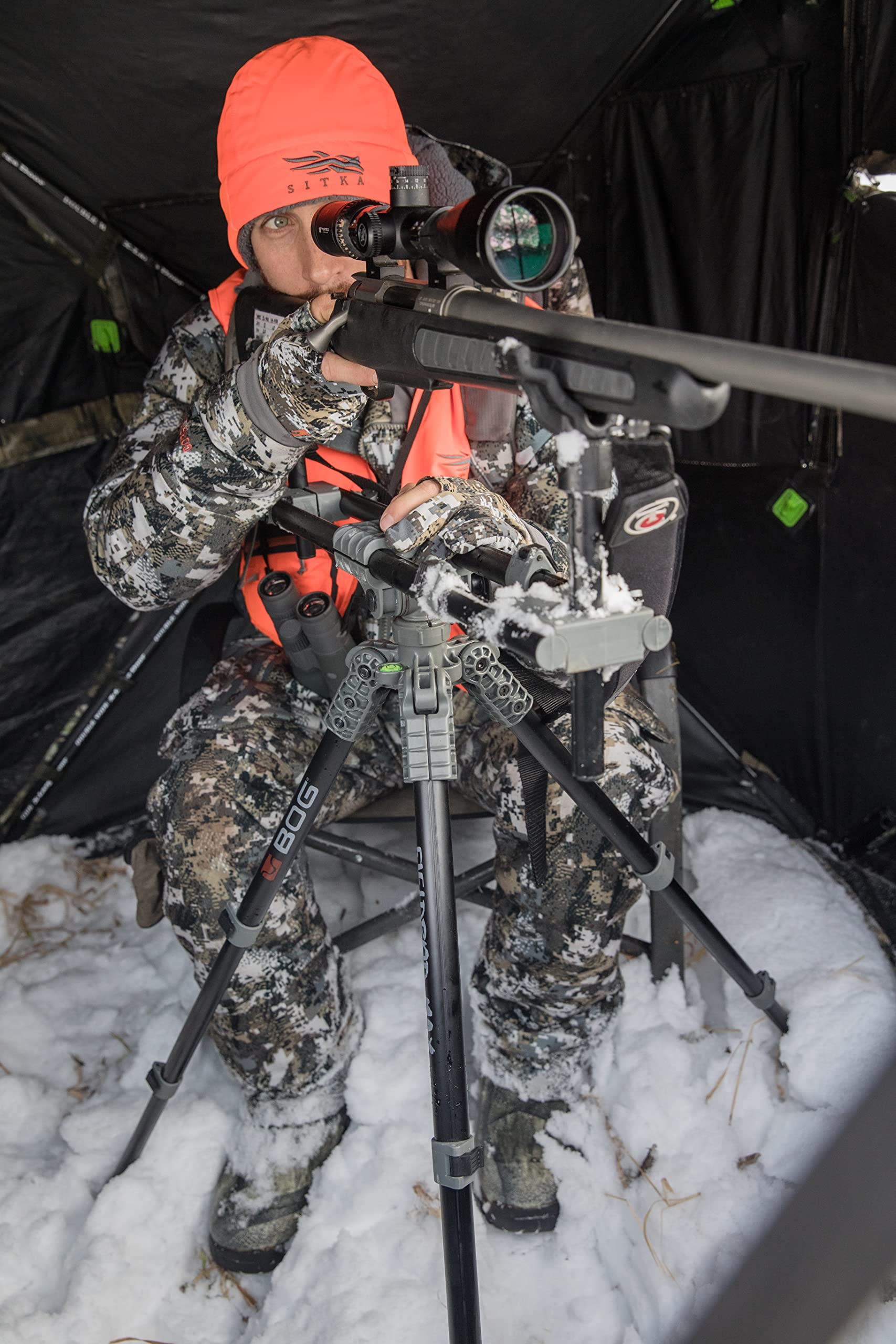 FieldPod Max BOG Hunting Rest with Maximum Shooting Stability, Bubble Level, Tension Knobs, Non-Marring Hands-Free Gun Rest, Adjustable Legs, and Screw Out Spikes for Hunting, Shooting, and Outdoors
