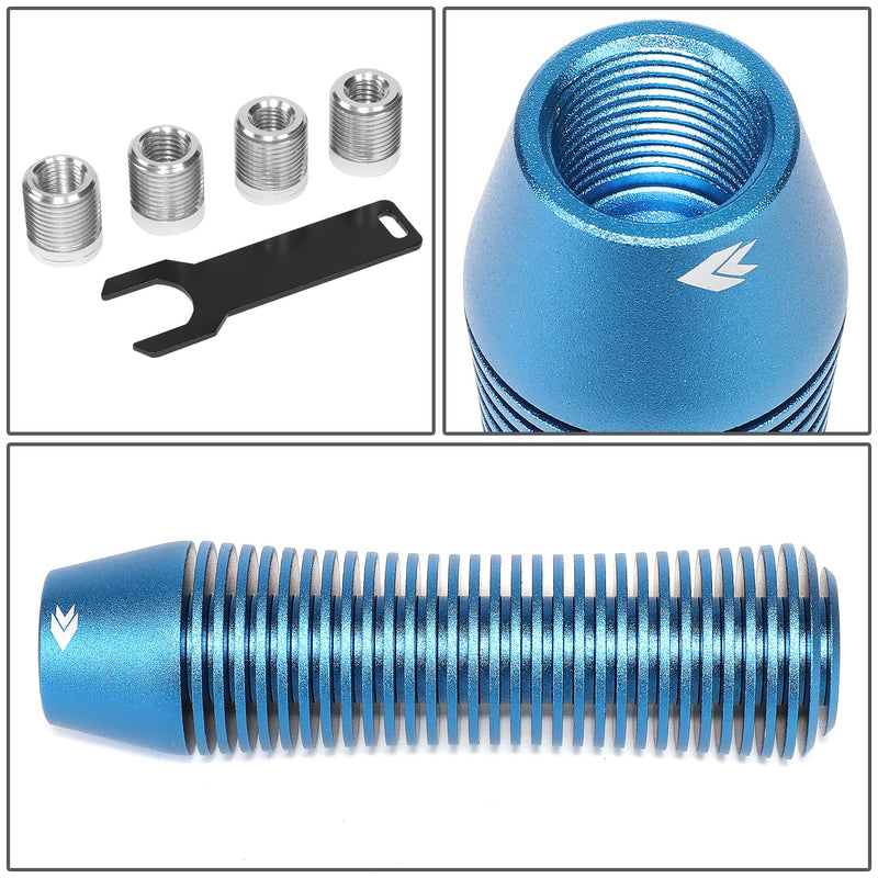NRG Innovations Shift Knob NRG-SK-700BL with Thread Adapter Wrench Short Curvy Style Lever Stick Shifter Handle Billet Aluminum for M10 X 1.25, M10 X 1.5, M12 X 1.25, M12 X 1.5 Thread Pattern Shifter