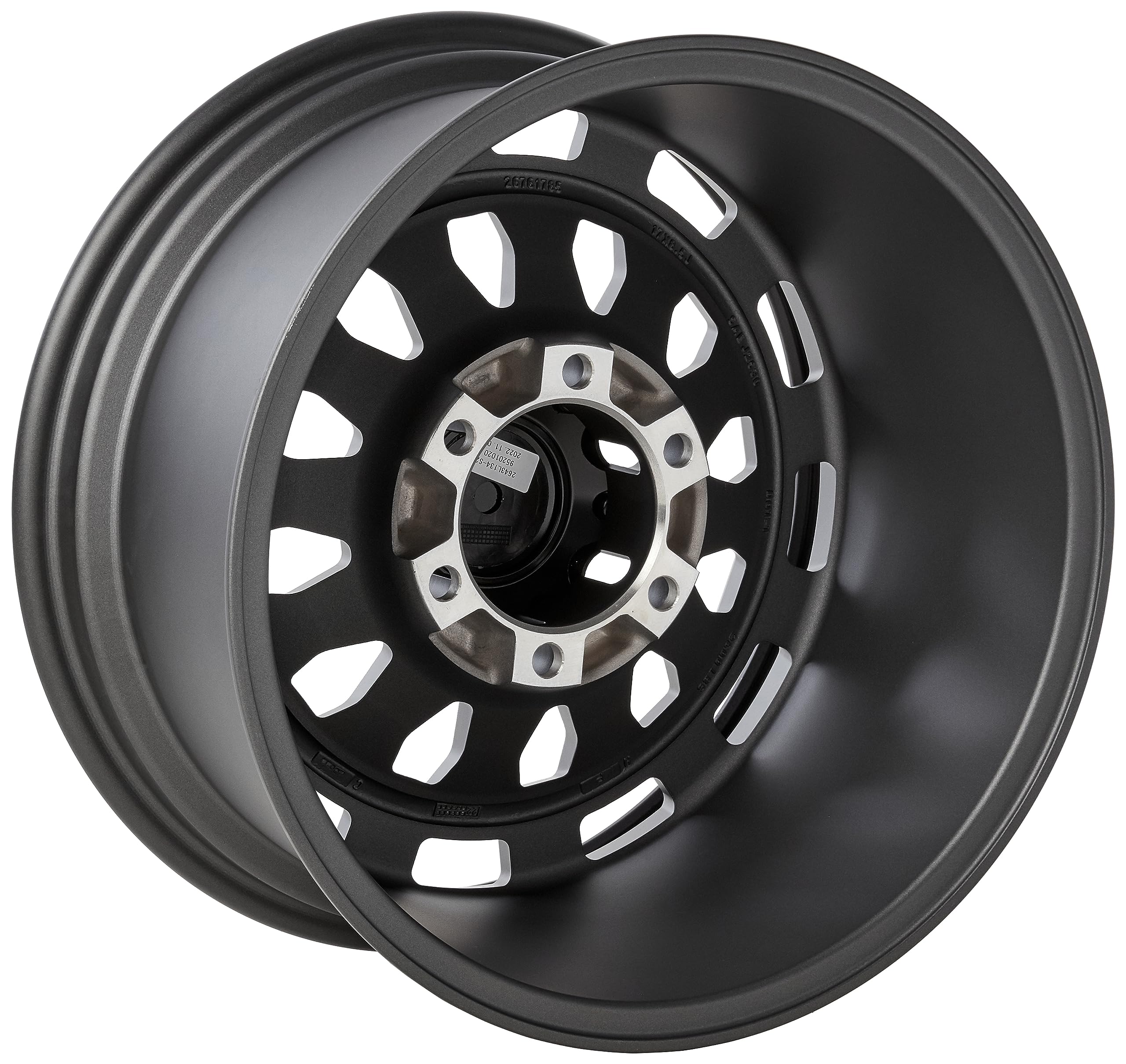 Rough Country One-Piece 87 Series Aluminum Wheel with Simulated Beadlock - 17x8.5, 6x5.5 Bolt Pattern, +0mm Offset, Gray/Black
