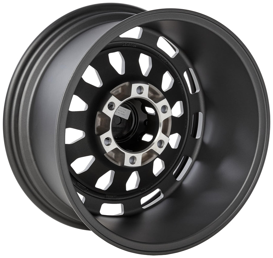 Rough Country One-Piece 87 Series Aluminum Wheel with Simulated Beadlock - 17x8.5, 6x5.5 Bolt Pattern, +0mm Offset, Gray/Black