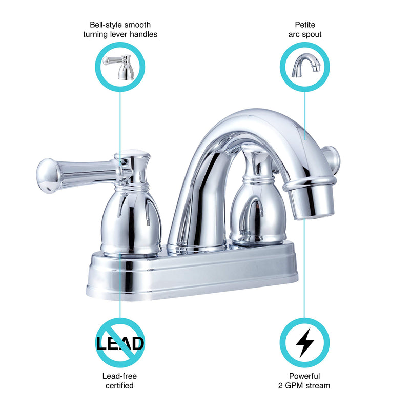 Dura Faucet RV Designer DF-PL620L-CP Two Handle Arc Spout Bathroom Faucet (Chrome)
