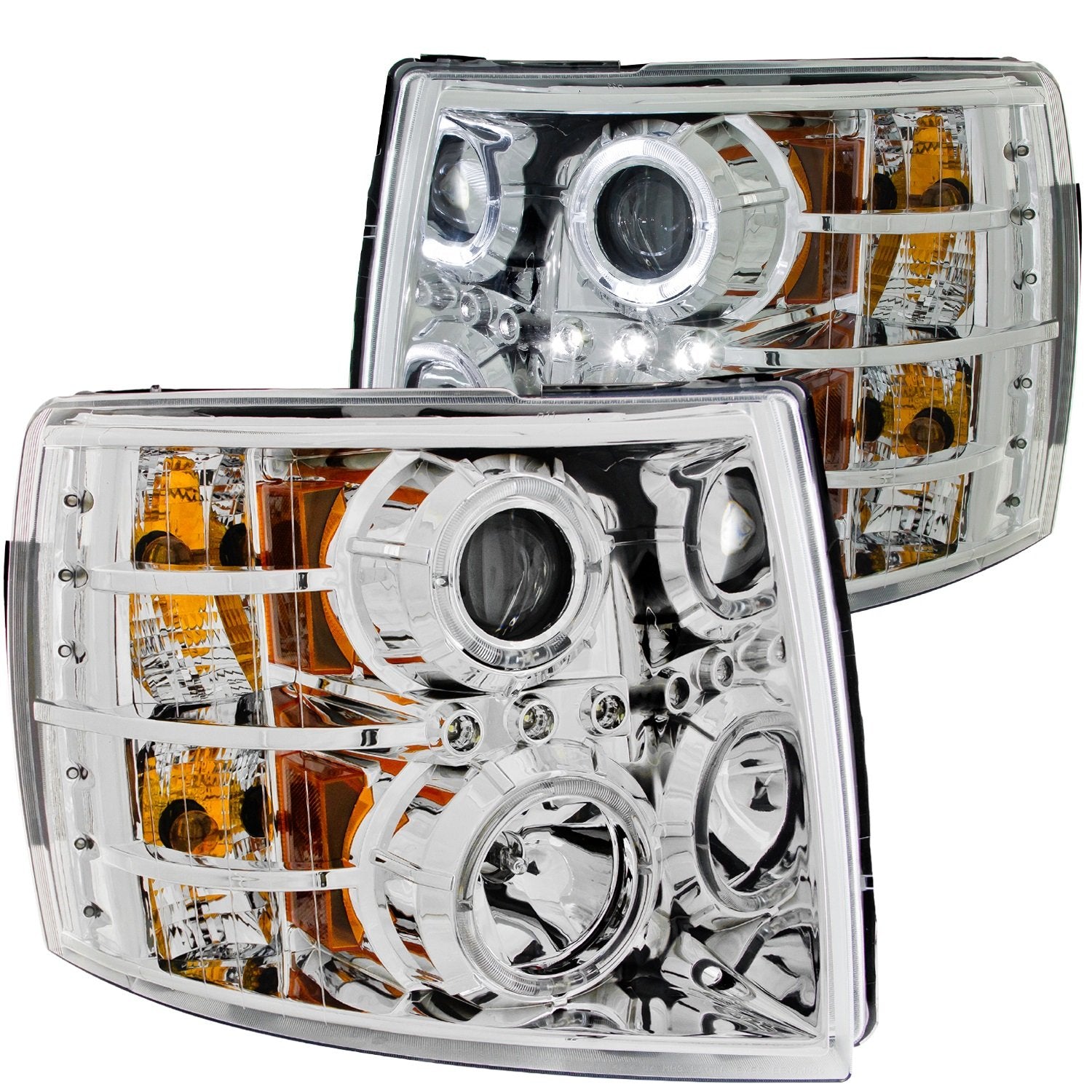 Chrome Projector Headlight Anzo USA 111199 with Clear Lens for Chevy Silverado