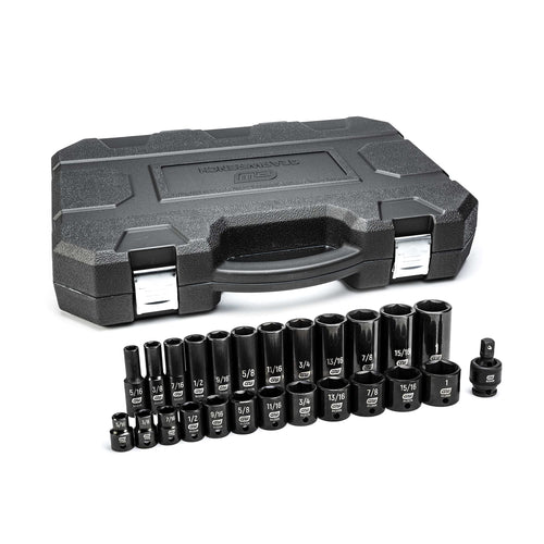 25 Pc. GEARWRENCH 3/8" Drive 6 Pt. SAE Impact Socket Set, Standard & Deep - 84919N