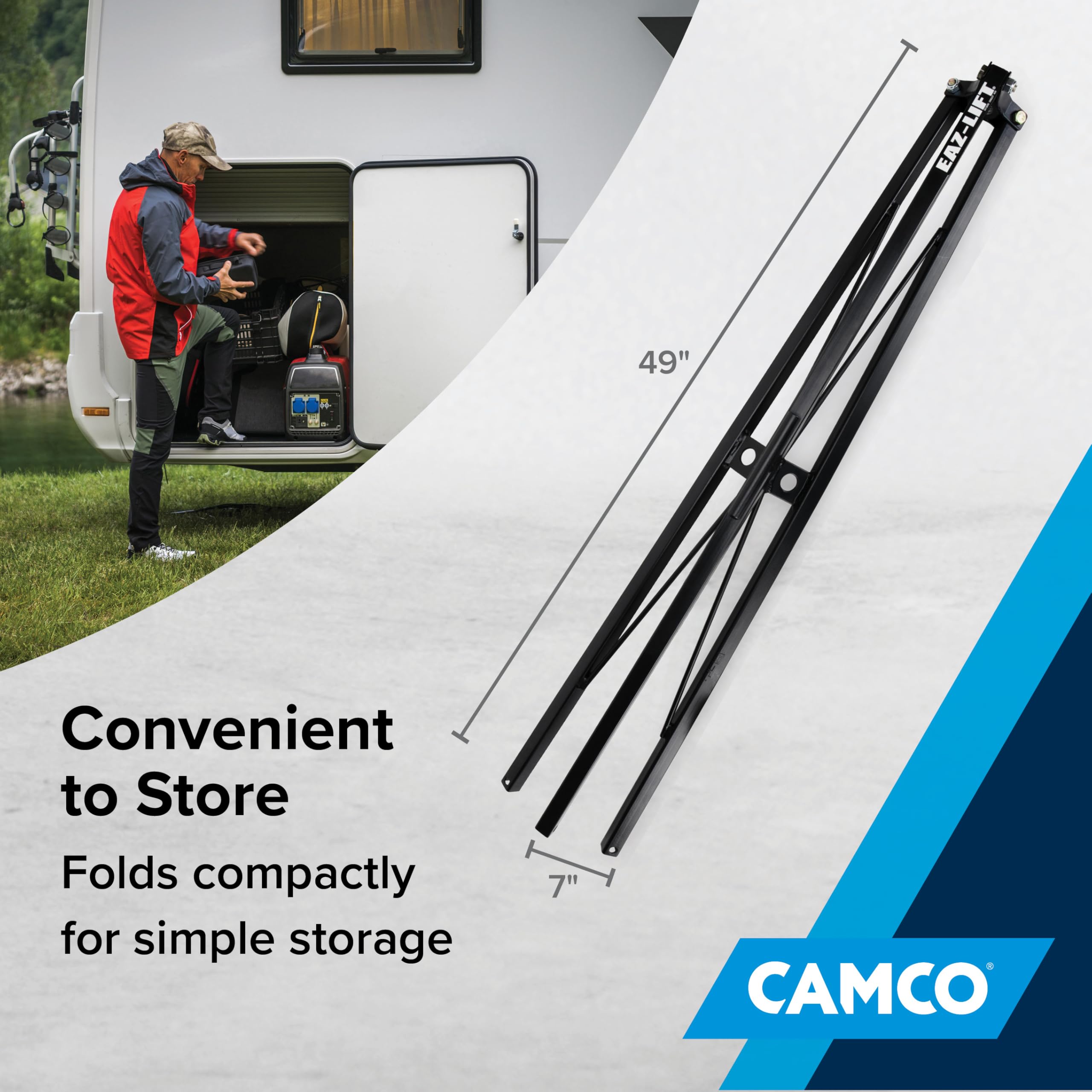 Eaz-Lift Camco 5th Wheel King Pin Tripod Stabilizer - Features Adjustable Height & 5,000 lb Certified Load Capacity - Heavy Duty RV Stabilizer - Folds for Easy RV Storage and Organization (48855)