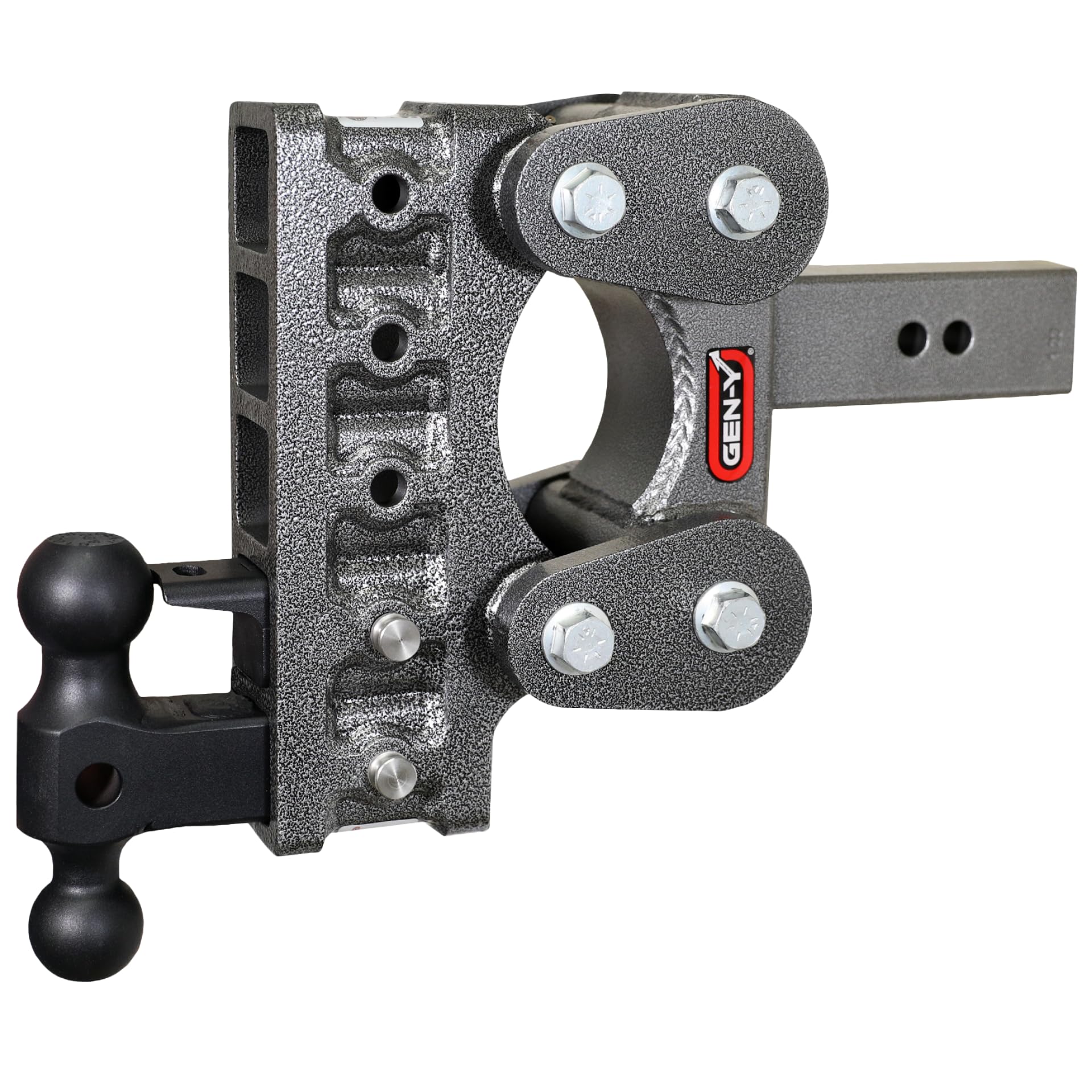 GEN-Y Heavy Duty Hitch Tow for 2.5" Receiver - 7.5" Drop/Rise with 5 Adjustable Positions, Includes Dual Ball Mount, Pintle Lock and Pins, 10,000 lbs Towing Capacity, 1,100 lbs Tongue Weight