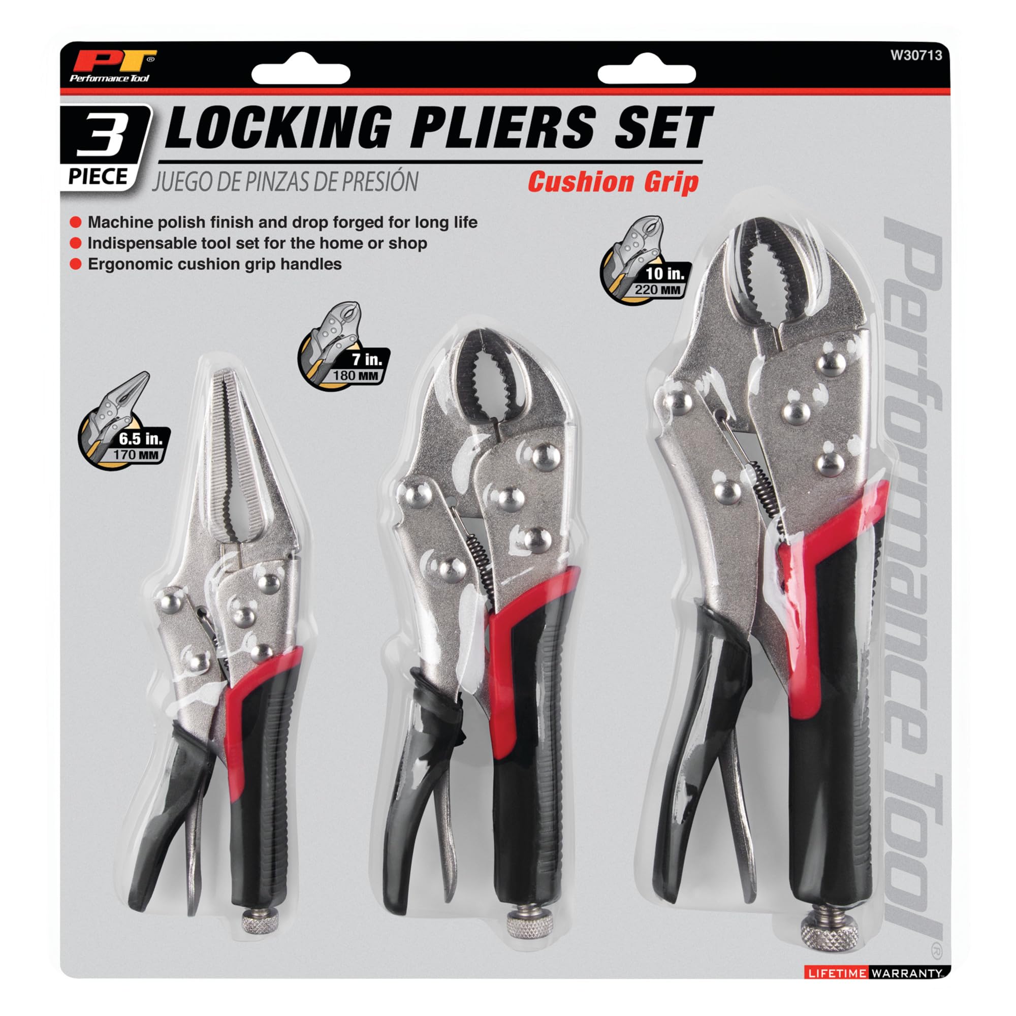 3 Piece Performance Tool Dual Cushion Locking Plier Set